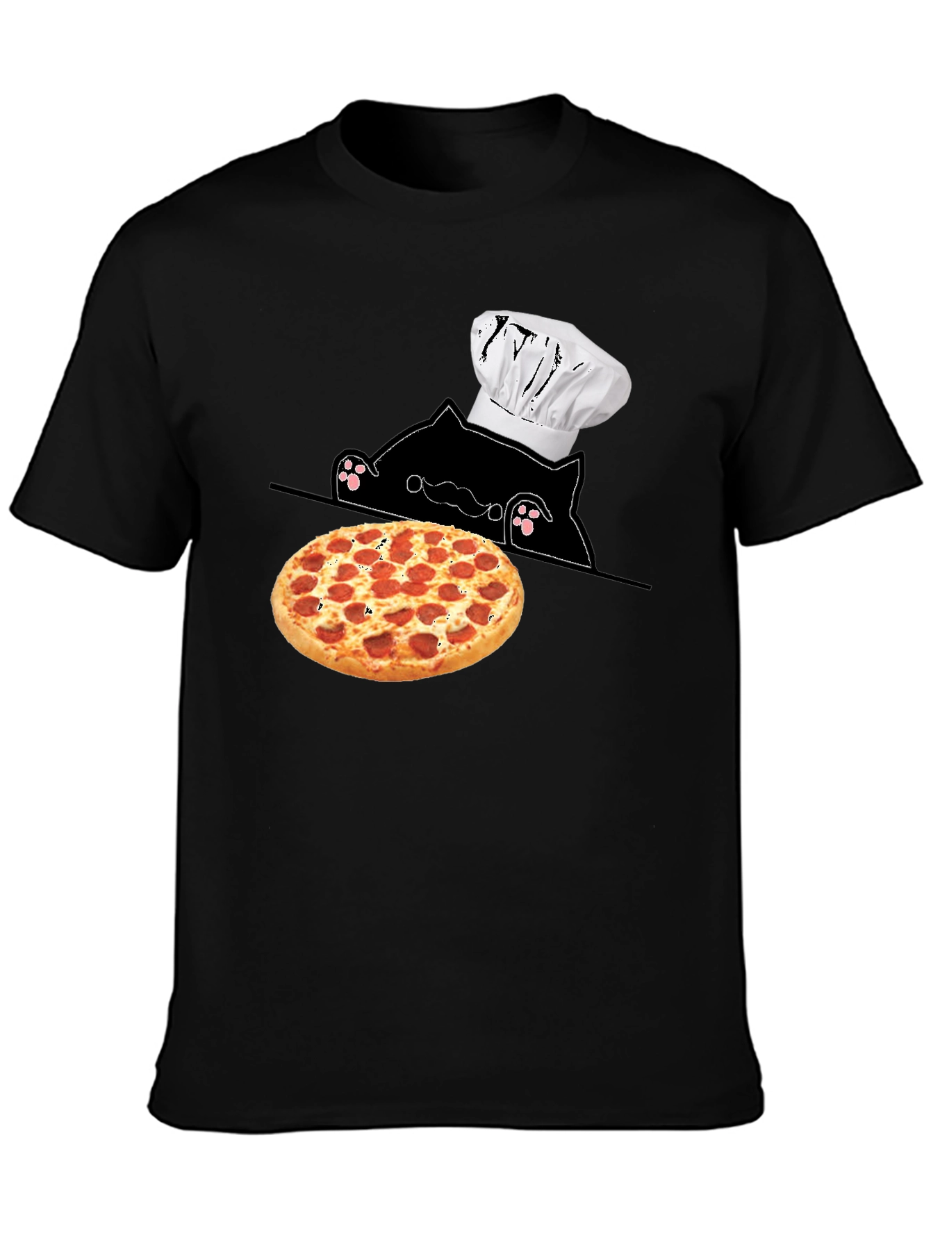 Cat Chef Pizza T-Shirt - Novelty Graphic Tee