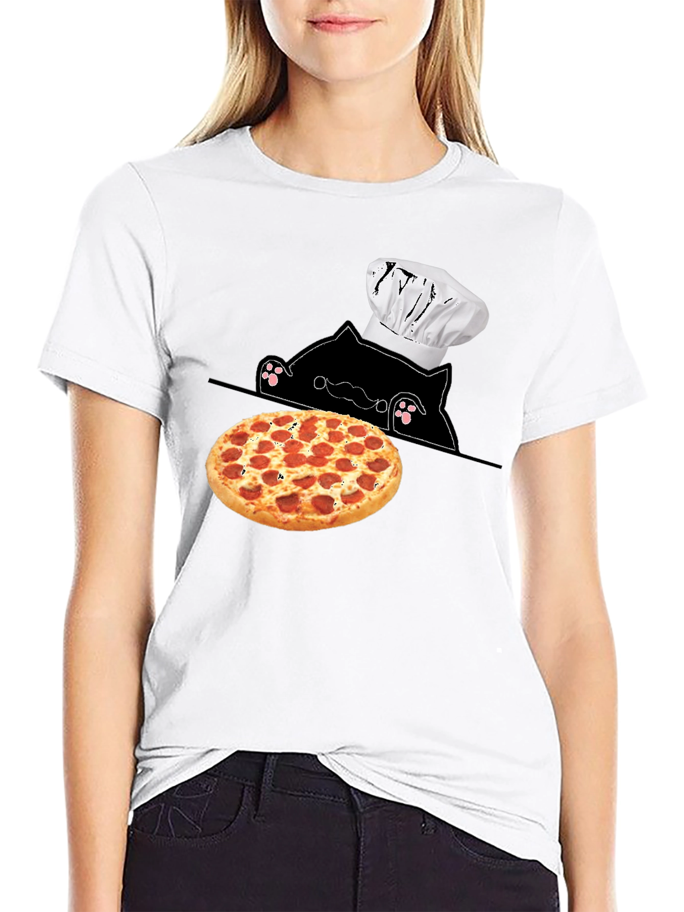 Cat Chef Pizza T-Shirt - Novelty Graphic Tee