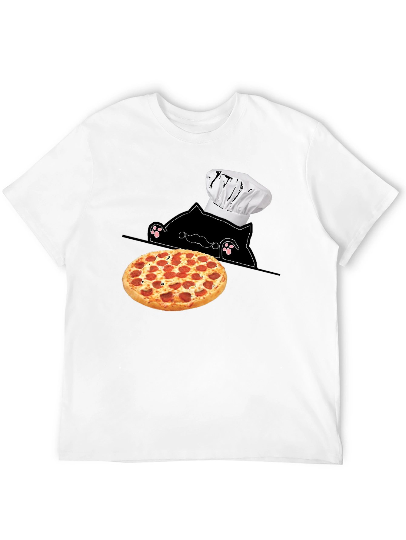 Cat Chef Pizza T-Shirt - Novelty Graphic Tee
