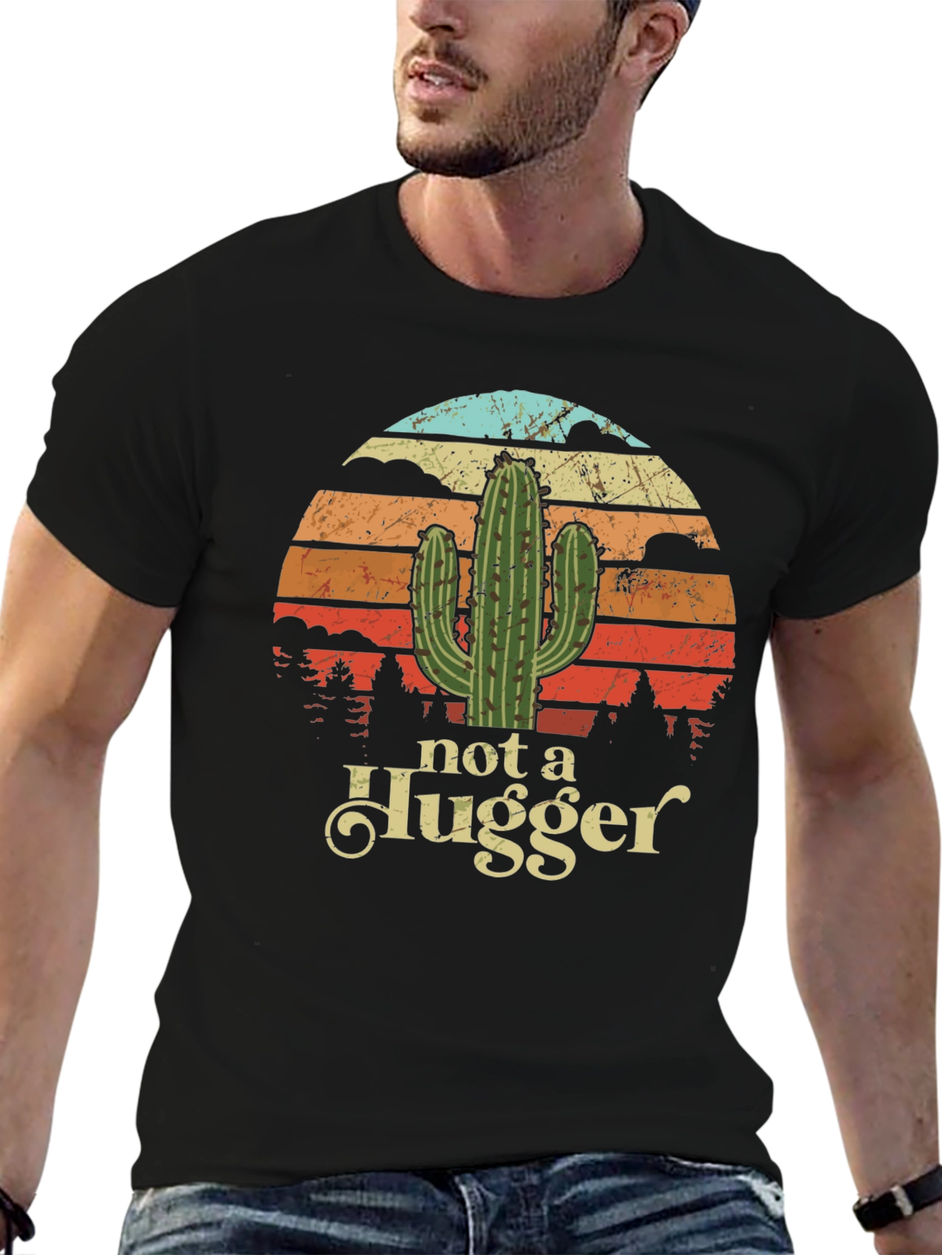 Not a Hugger Cactus Graphic T-Shirt