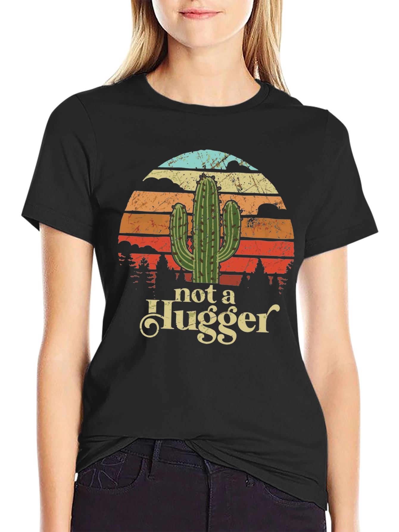 Not a Hugger Cactus Graphic T-Shirt