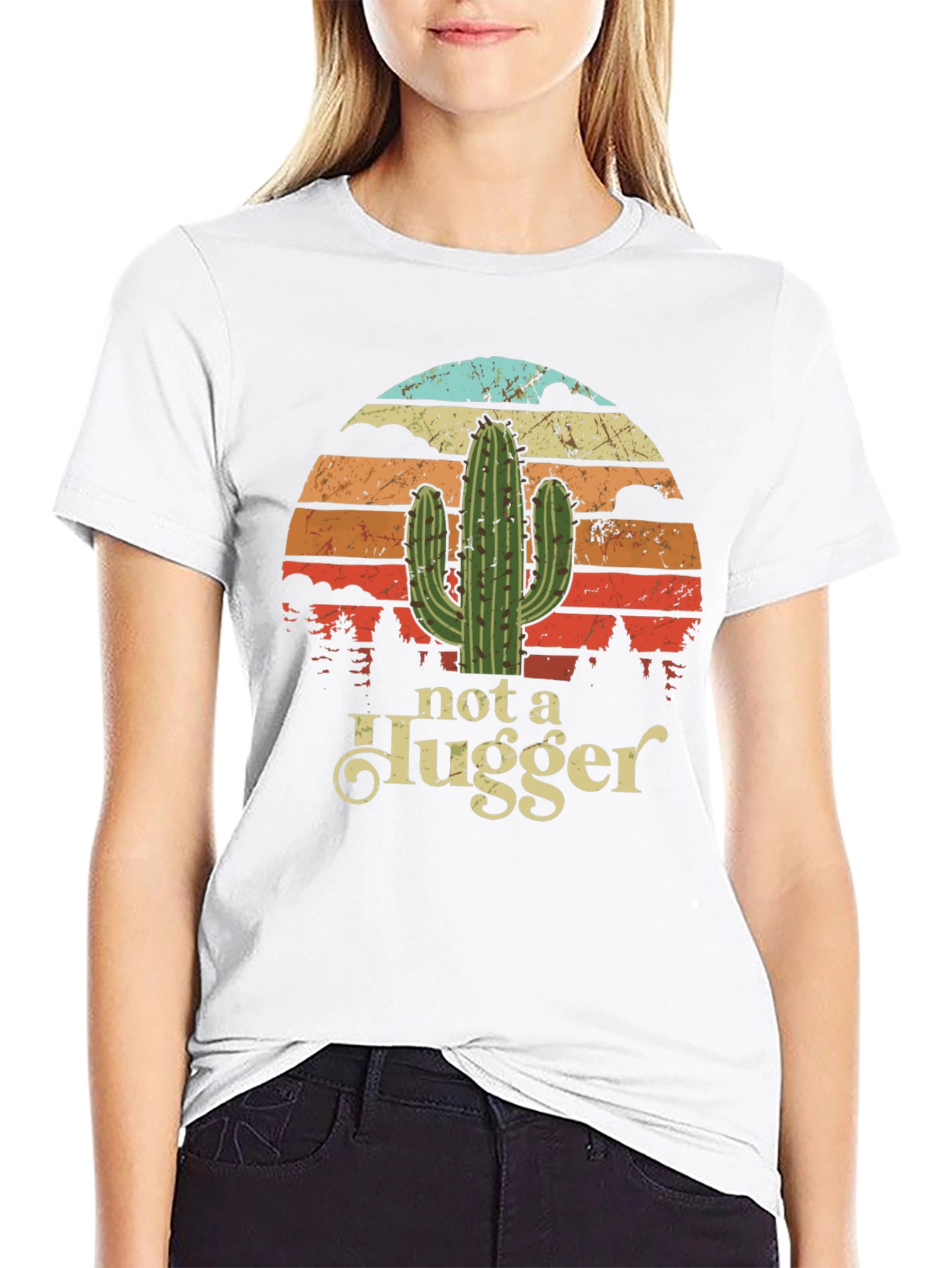 Not a Hugger Cactus Graphic T-Shirt