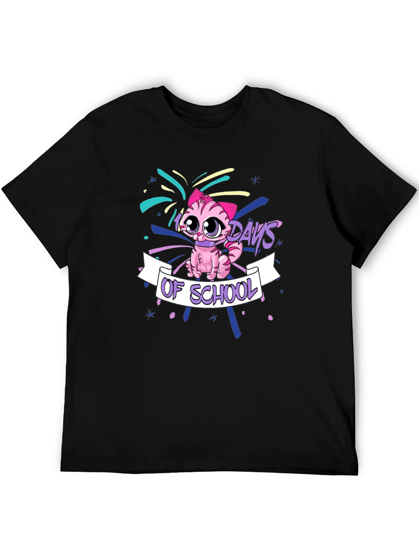 100 Days of School Pink Cat T-Shirt