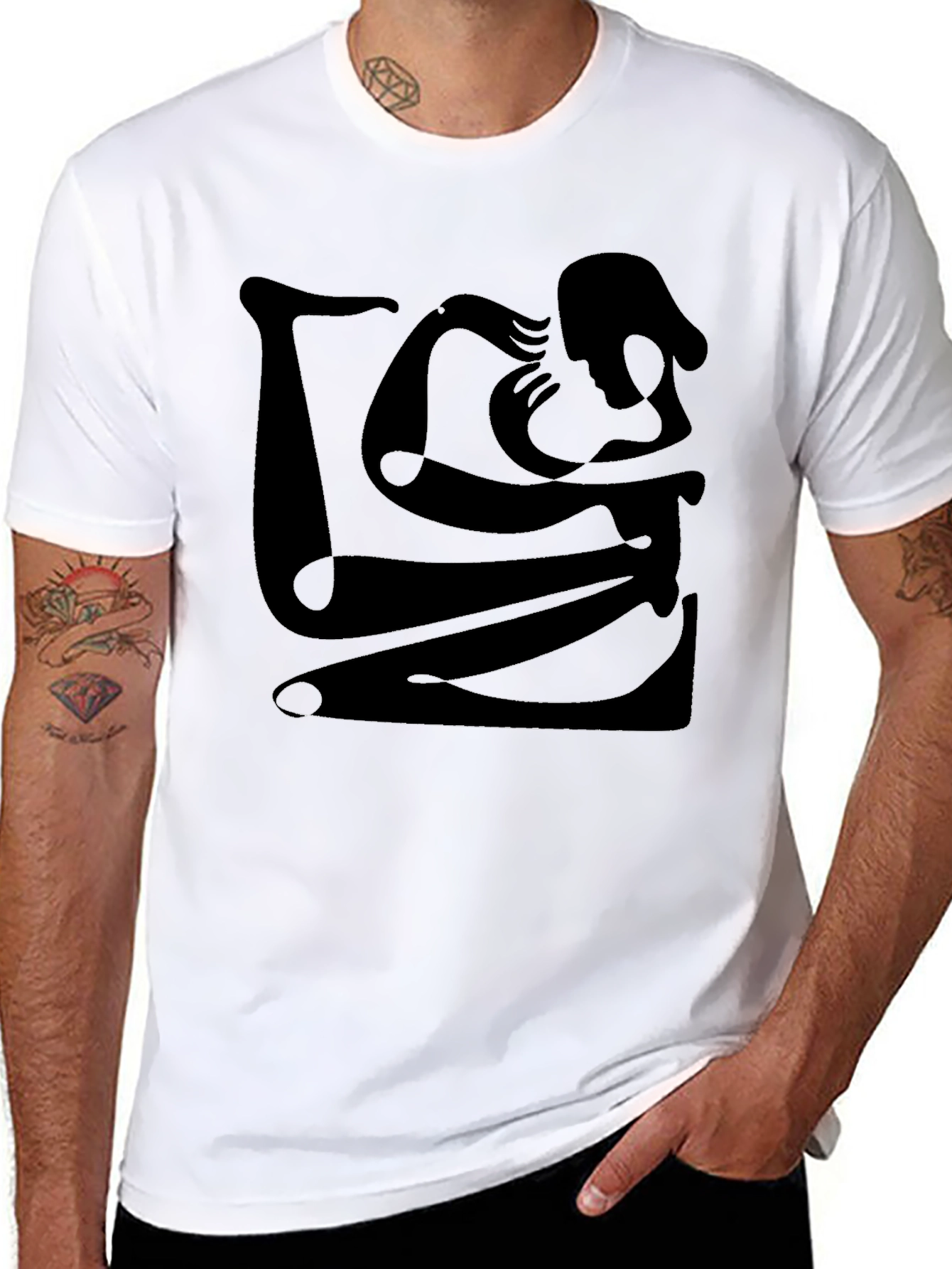 Abstract Silhouette Graphic Black T-Shirt