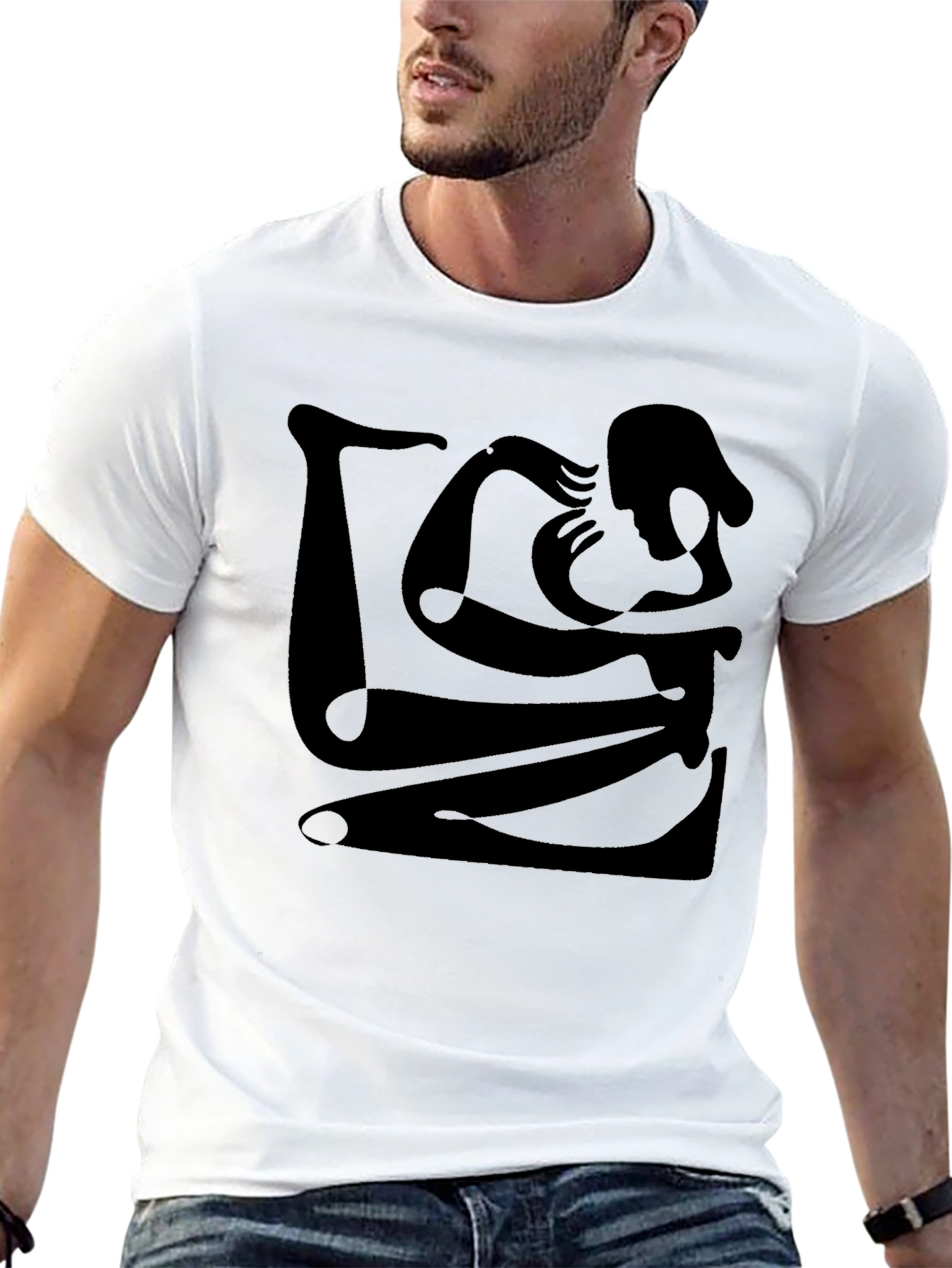 Abstract Silhouette Graphic Black T-Shirt