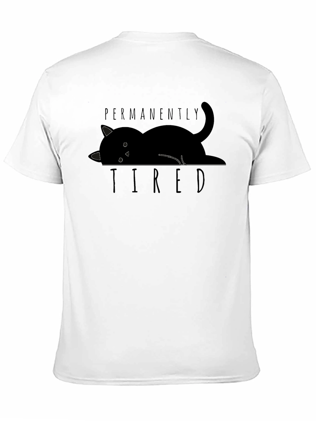 Permanently Tired Cat Graphic Black T-Shirt