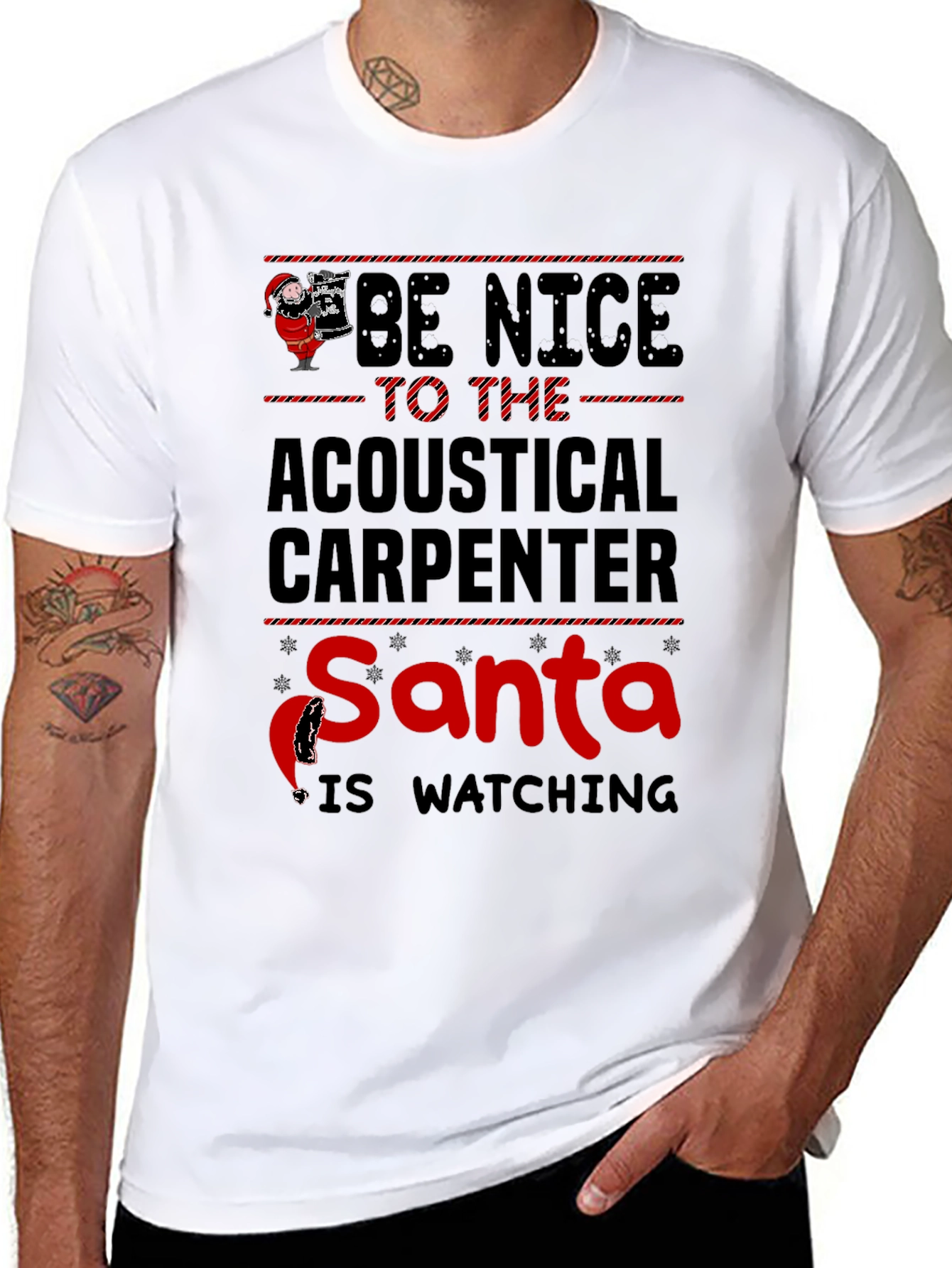 Acoustical Carpenter Santa Watching T-Shirt