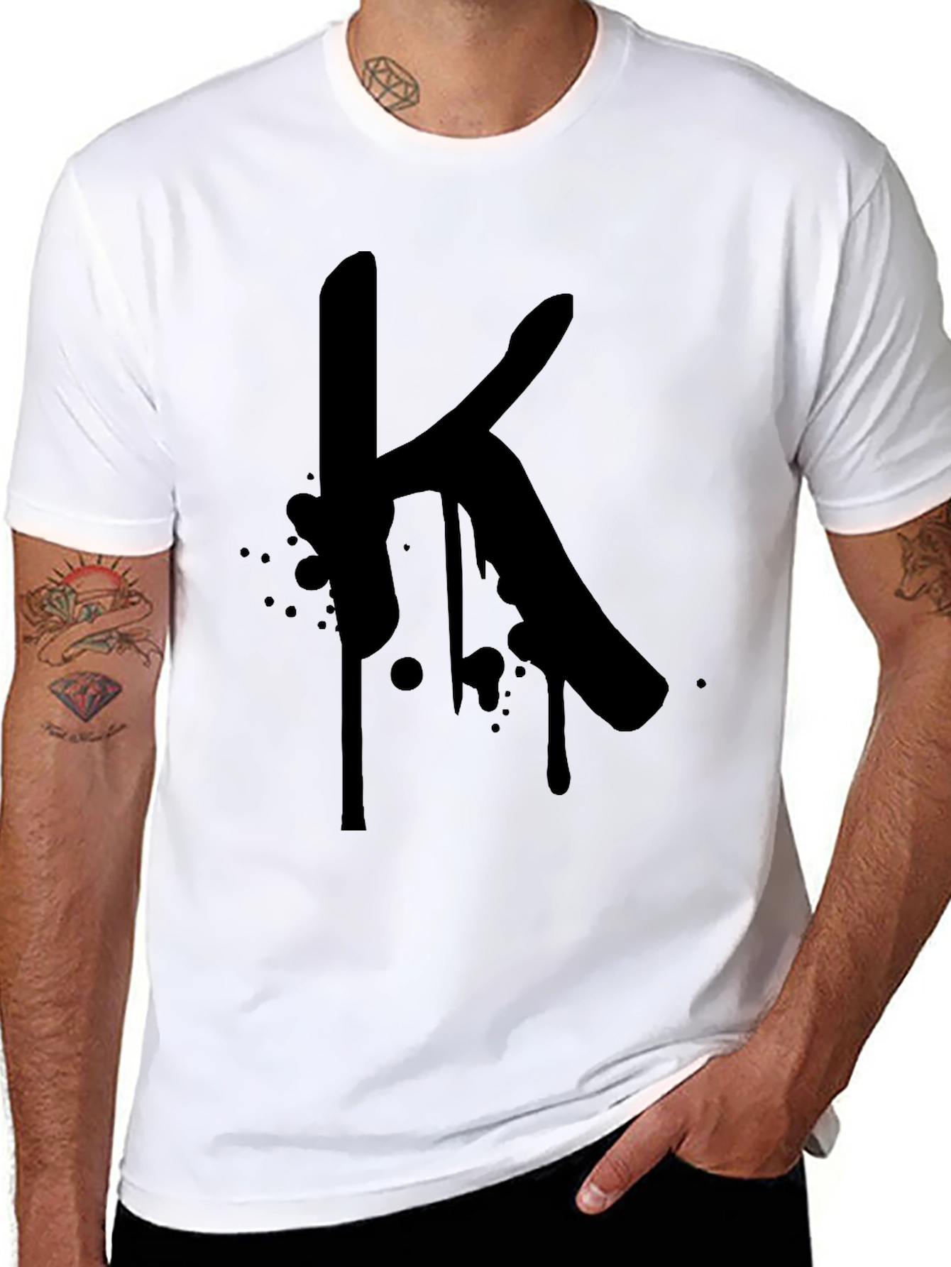 Letter K Graphic Black T-Shirt