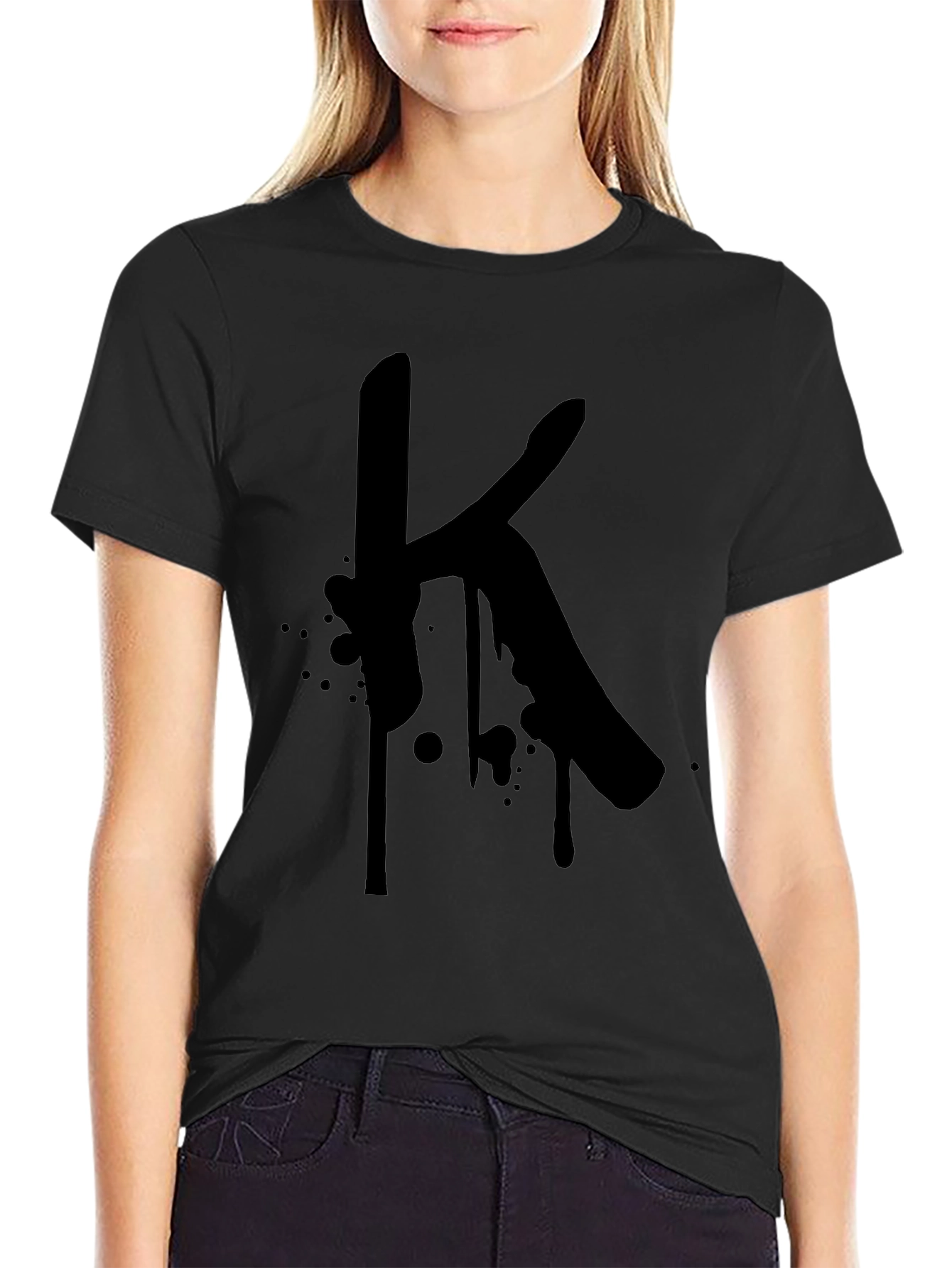 Letter K Graphic Black T-Shirt