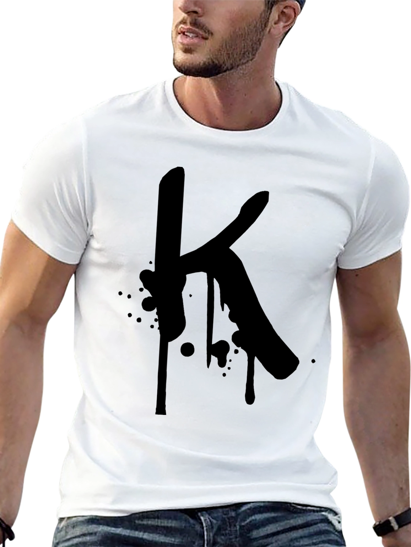 Letter K Graphic Black T-Shirt
