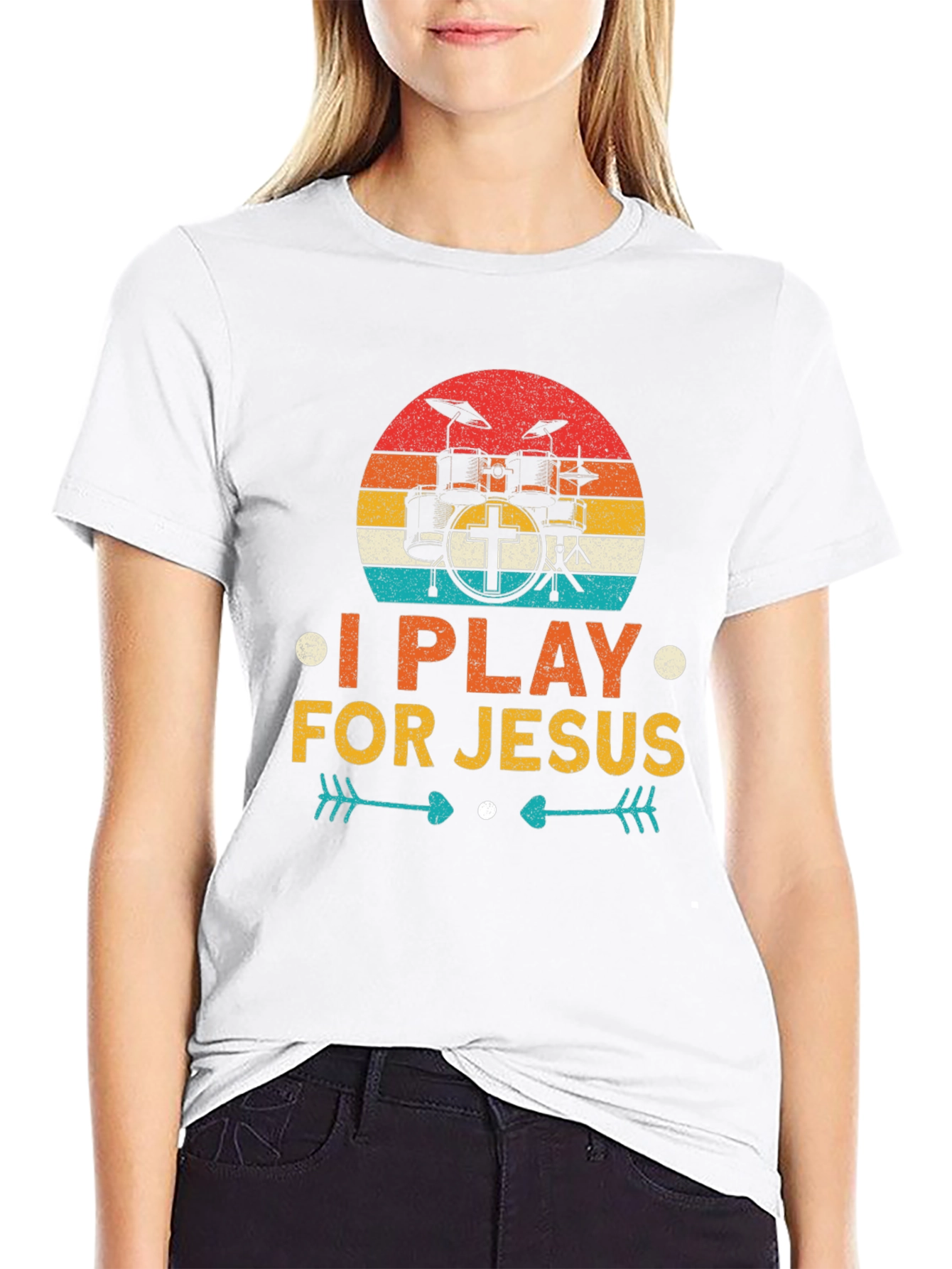 I Play For Jesus Drummer T-Shirt Christian Tee