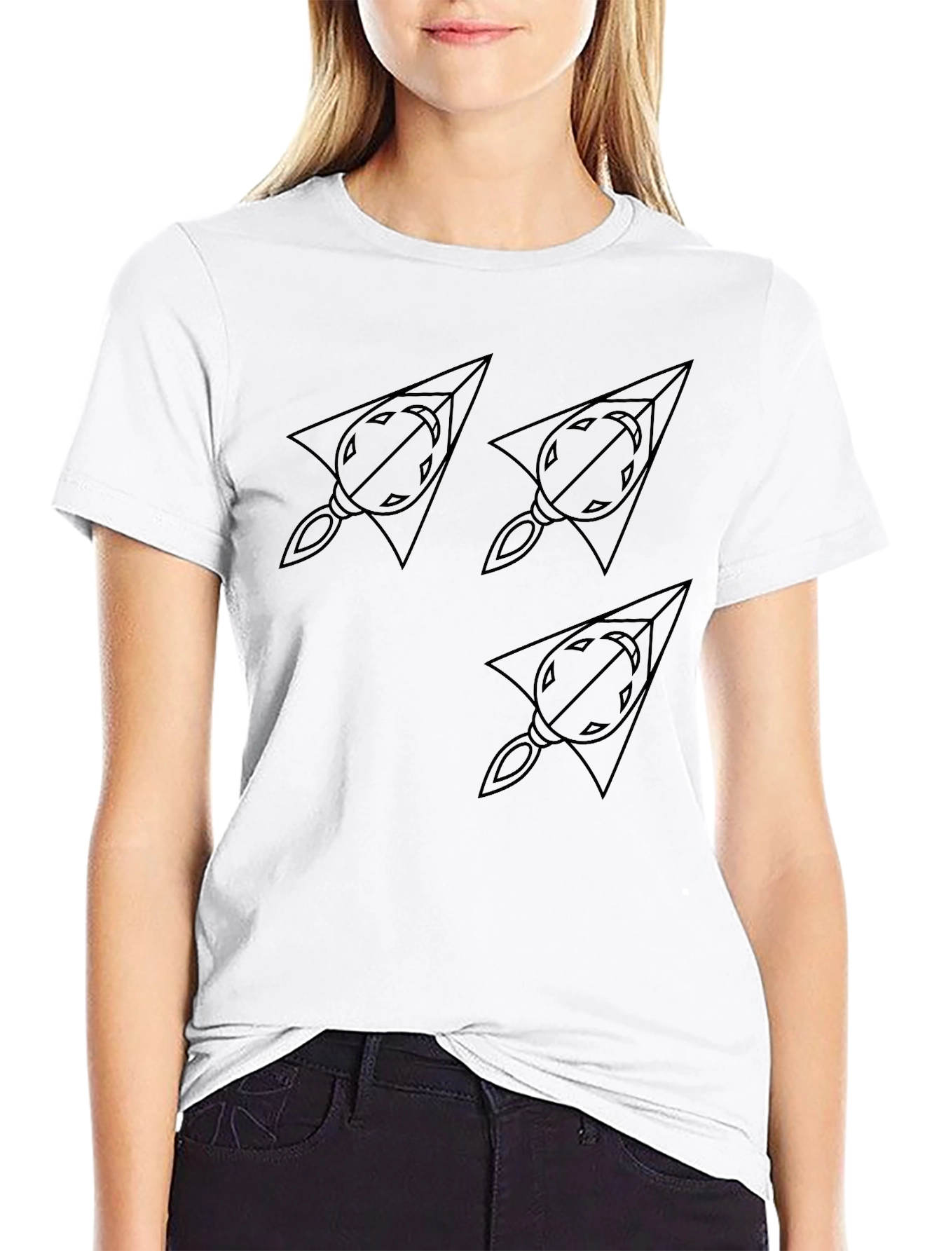 Geometric Arrowhead Tee - Black Cotton Casual Wear