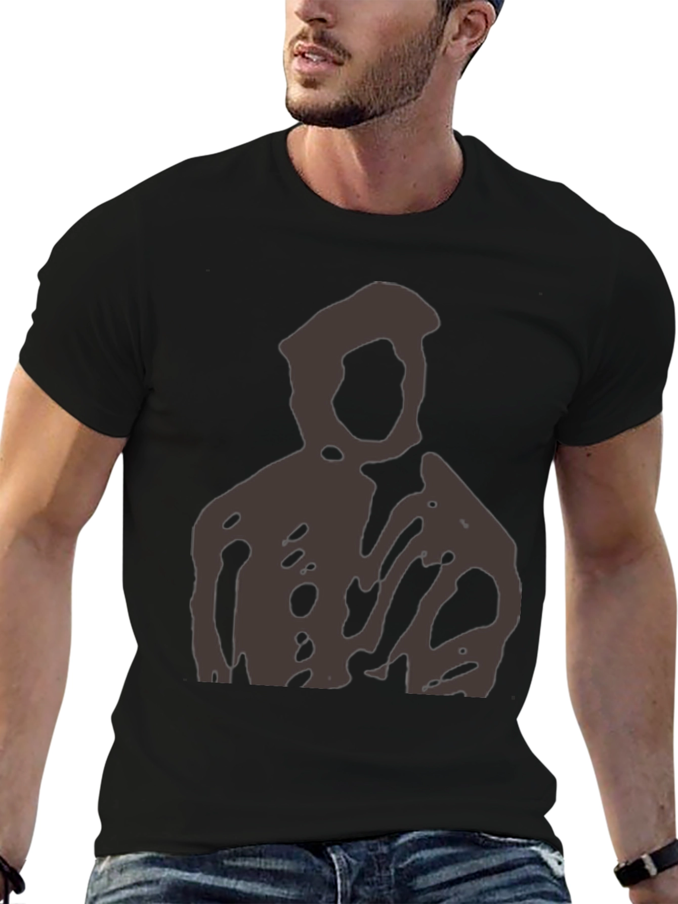 Abstract Figure Graphic Black T-Shirt