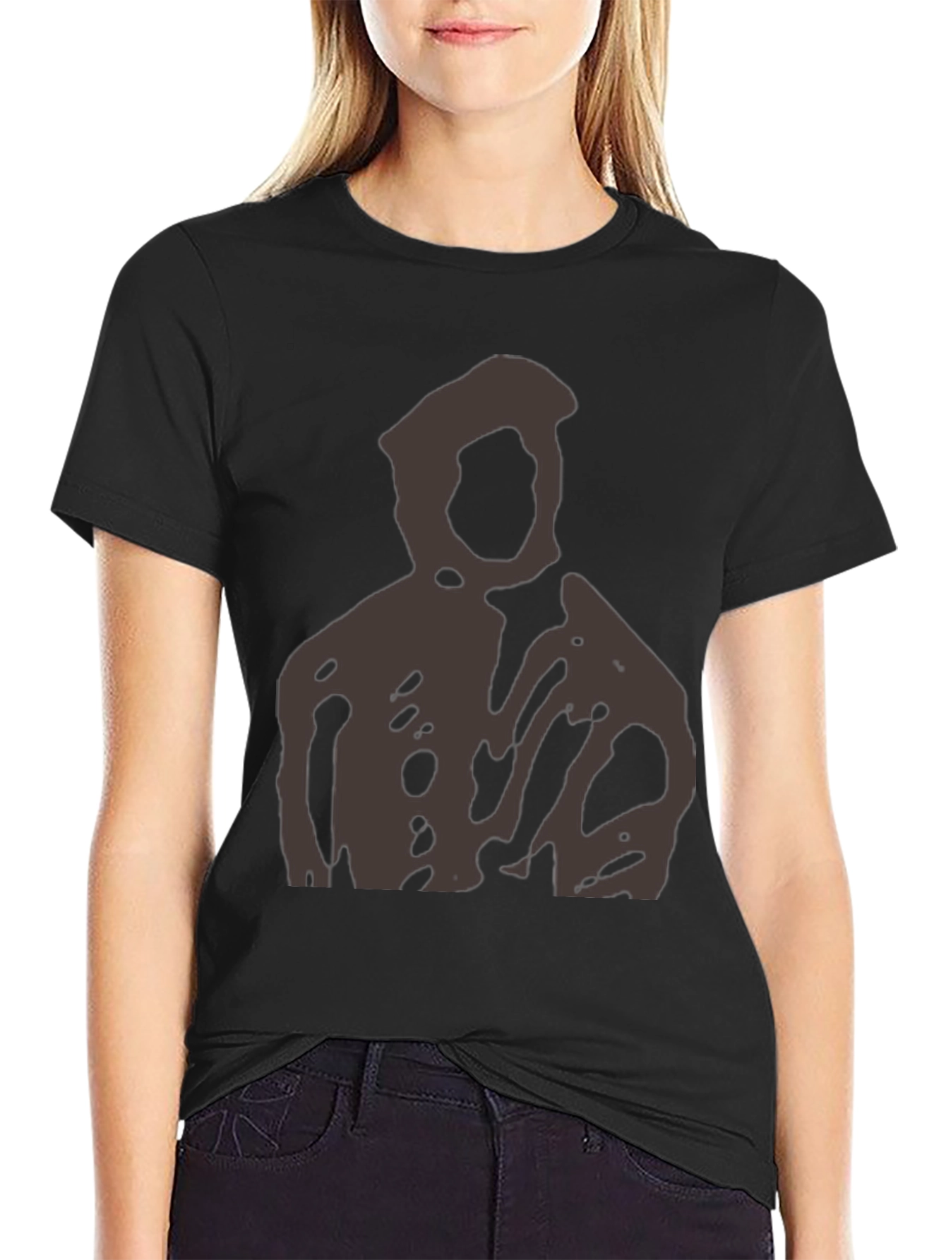 Abstract Figure Graphic Black T-Shirt