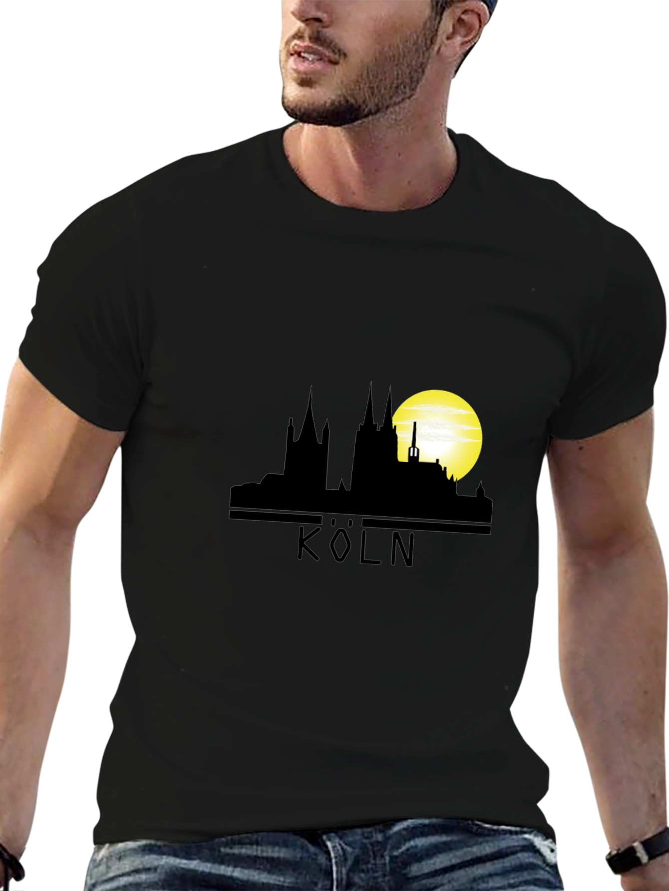 Cologne Skyline T-Shirt - Black Graphic Tee