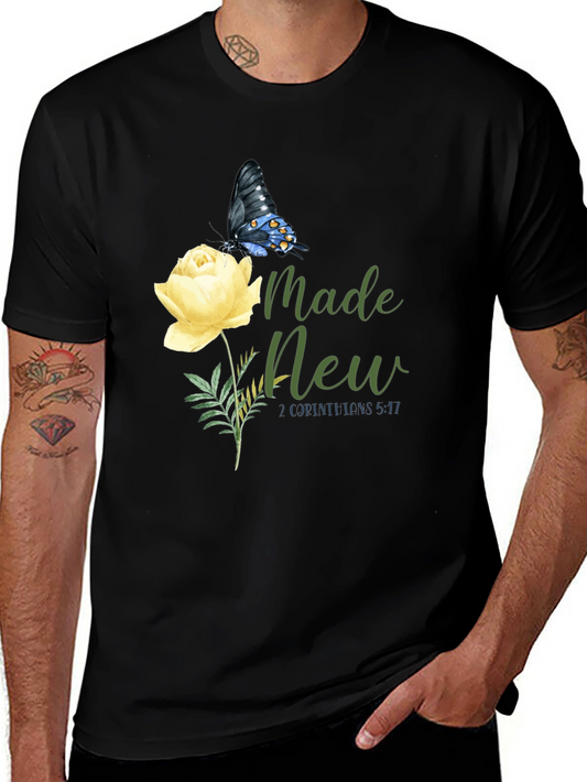 Made New Christian T-Shirt with Butterfly and Rose
