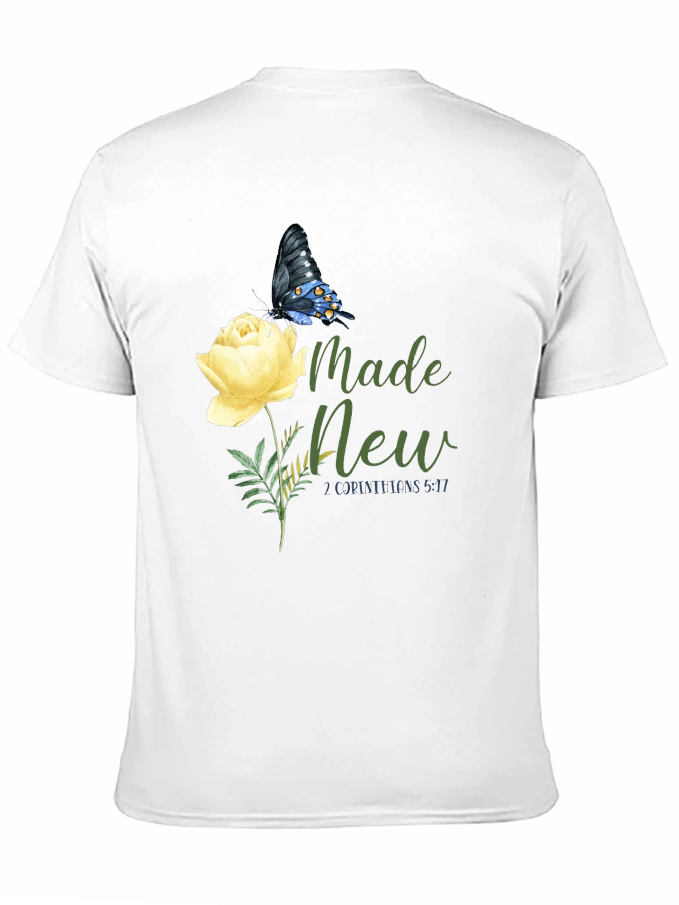 Made New Christian T-Shirt with Butterfly and Rose