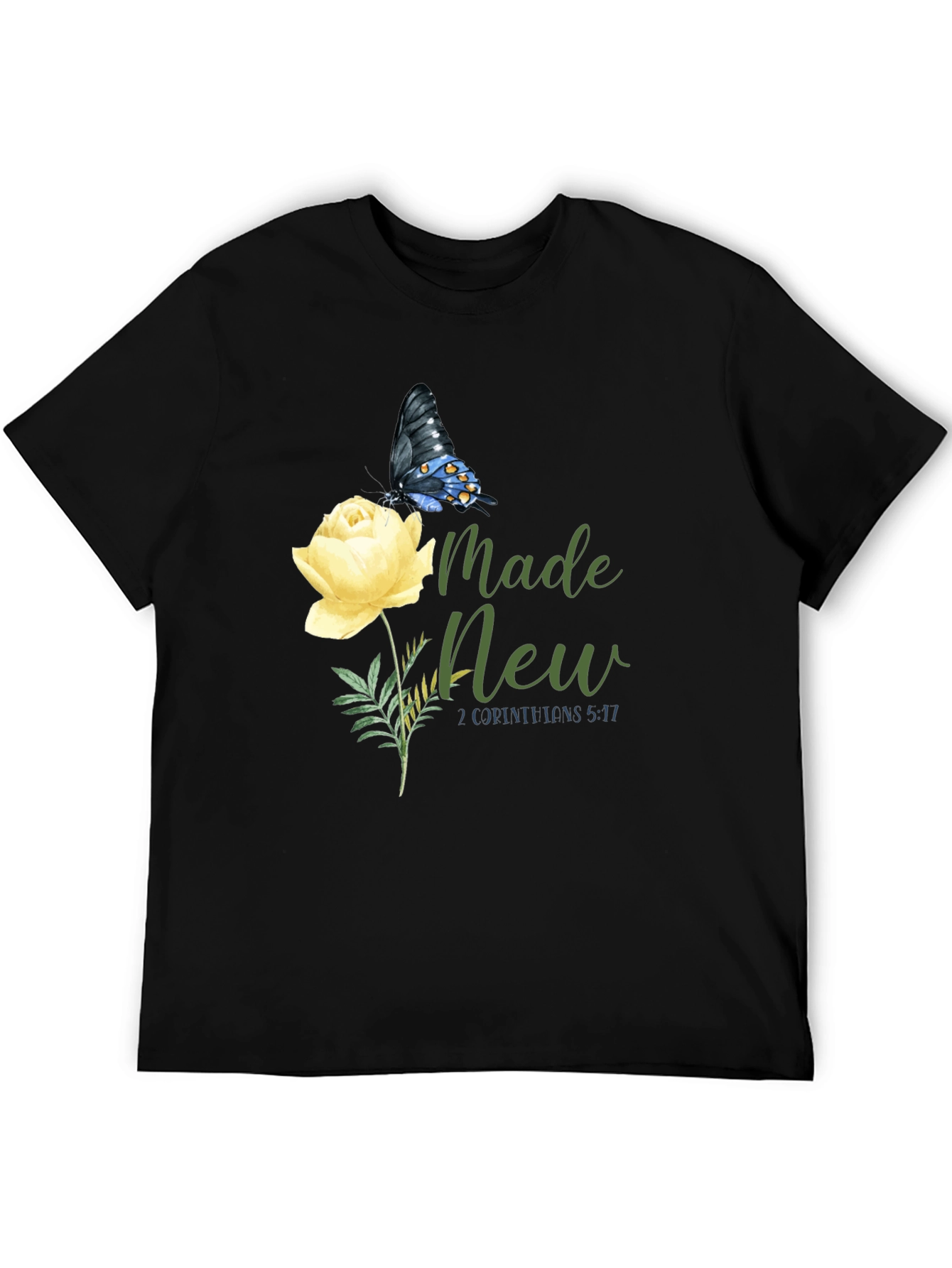 Made New Christian T-Shirt with Butterfly and Rose