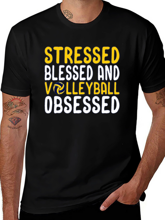 Stressed Blessed Volleyball Obsessed T-Shirt