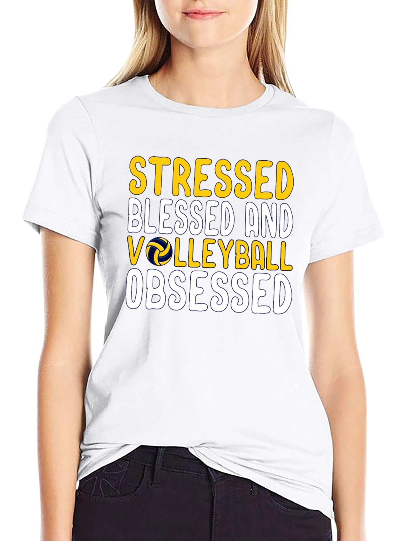 Stressed Blessed Volleyball Obsessed T-Shirt