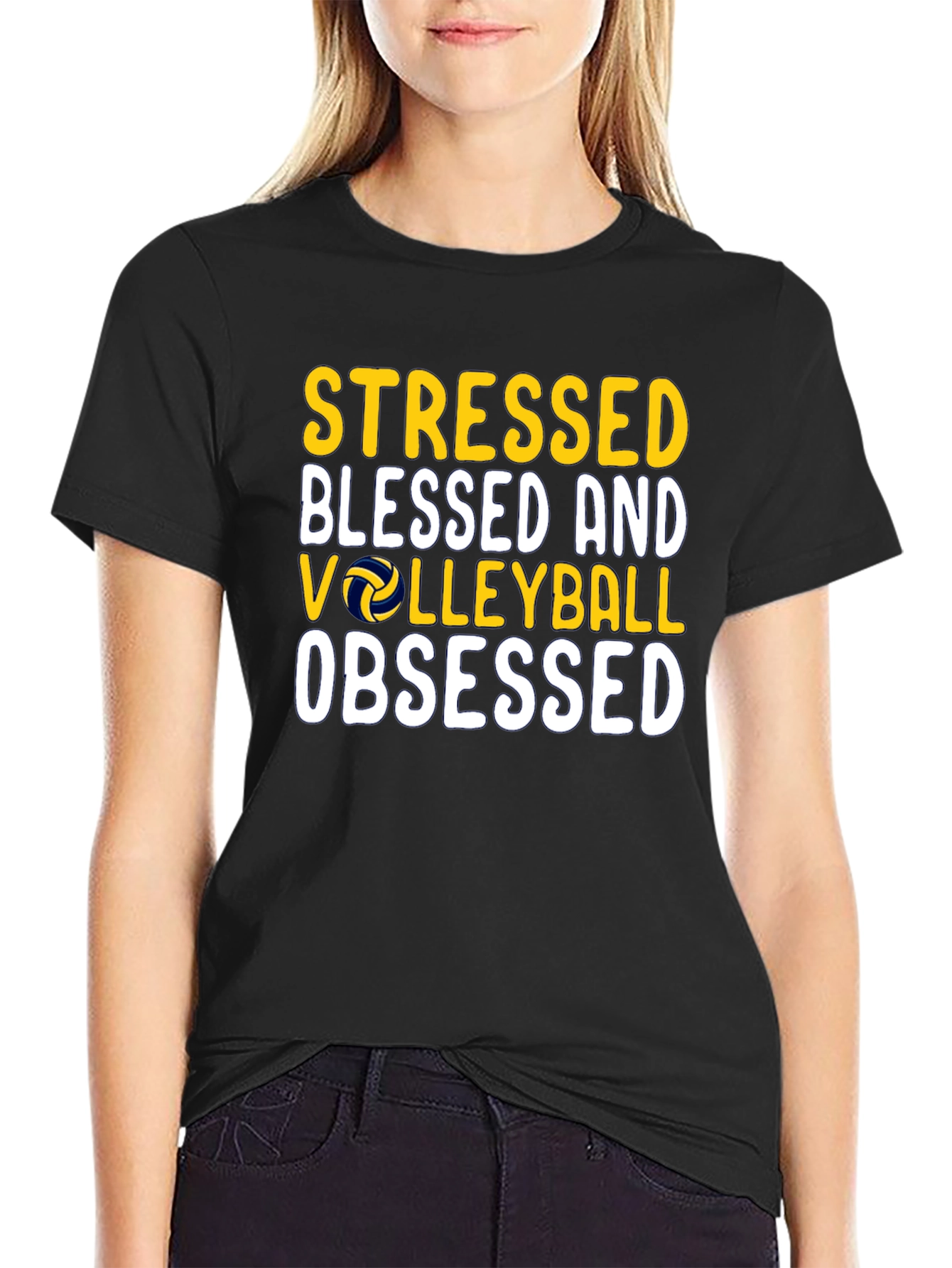 Stressed Blessed Volleyball Obsessed T-Shirt