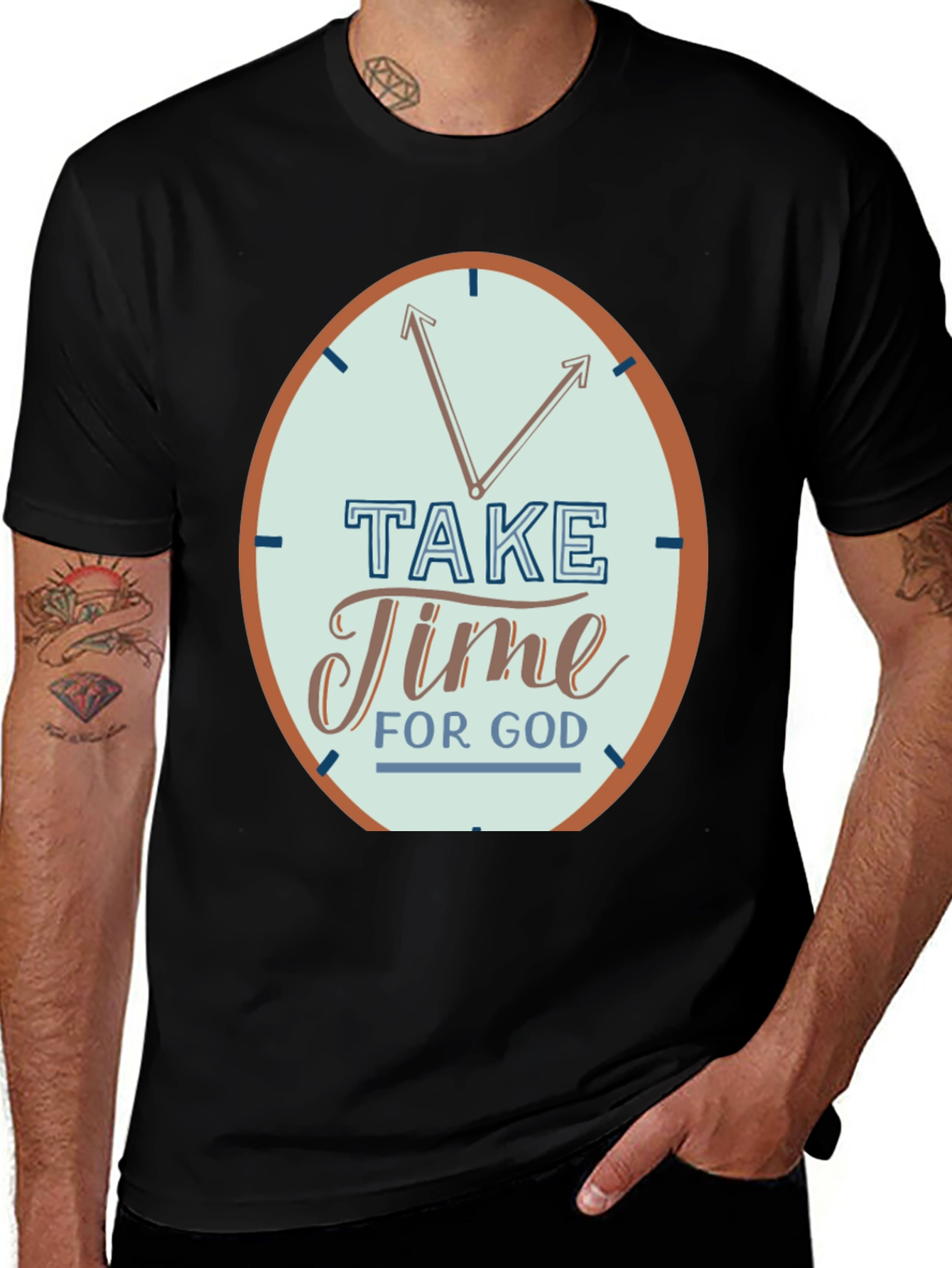 Time For God Black Graphic T-Shirt