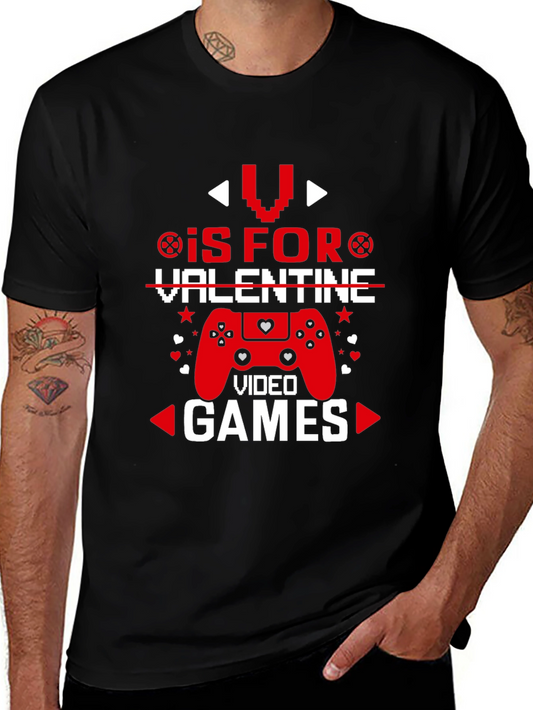 Valentines Day Gamer Graphic Tee - V is for Video Games!