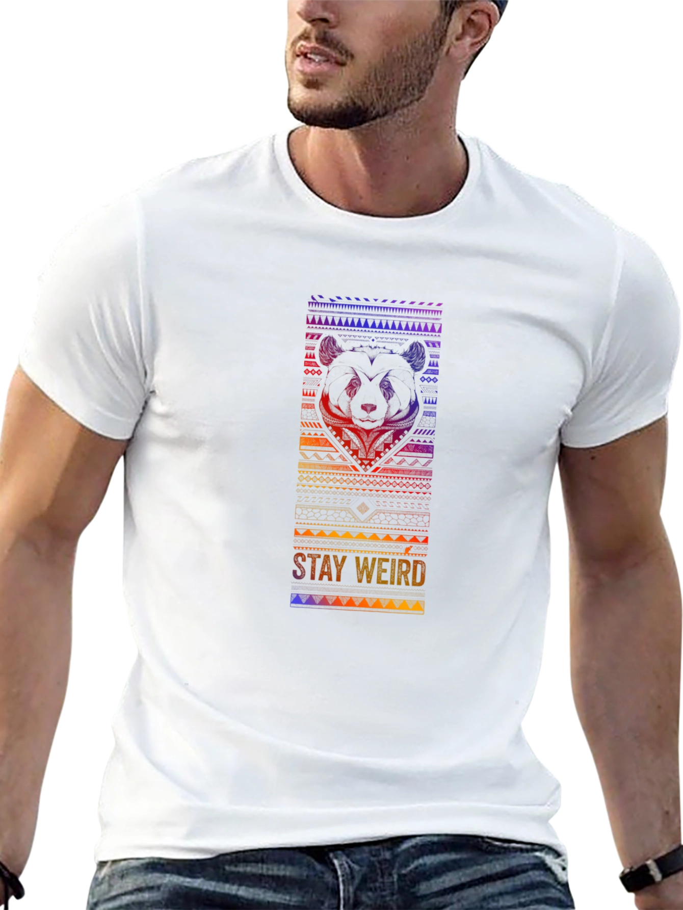 Stay Weird Panda Graphic Black T-Shirt