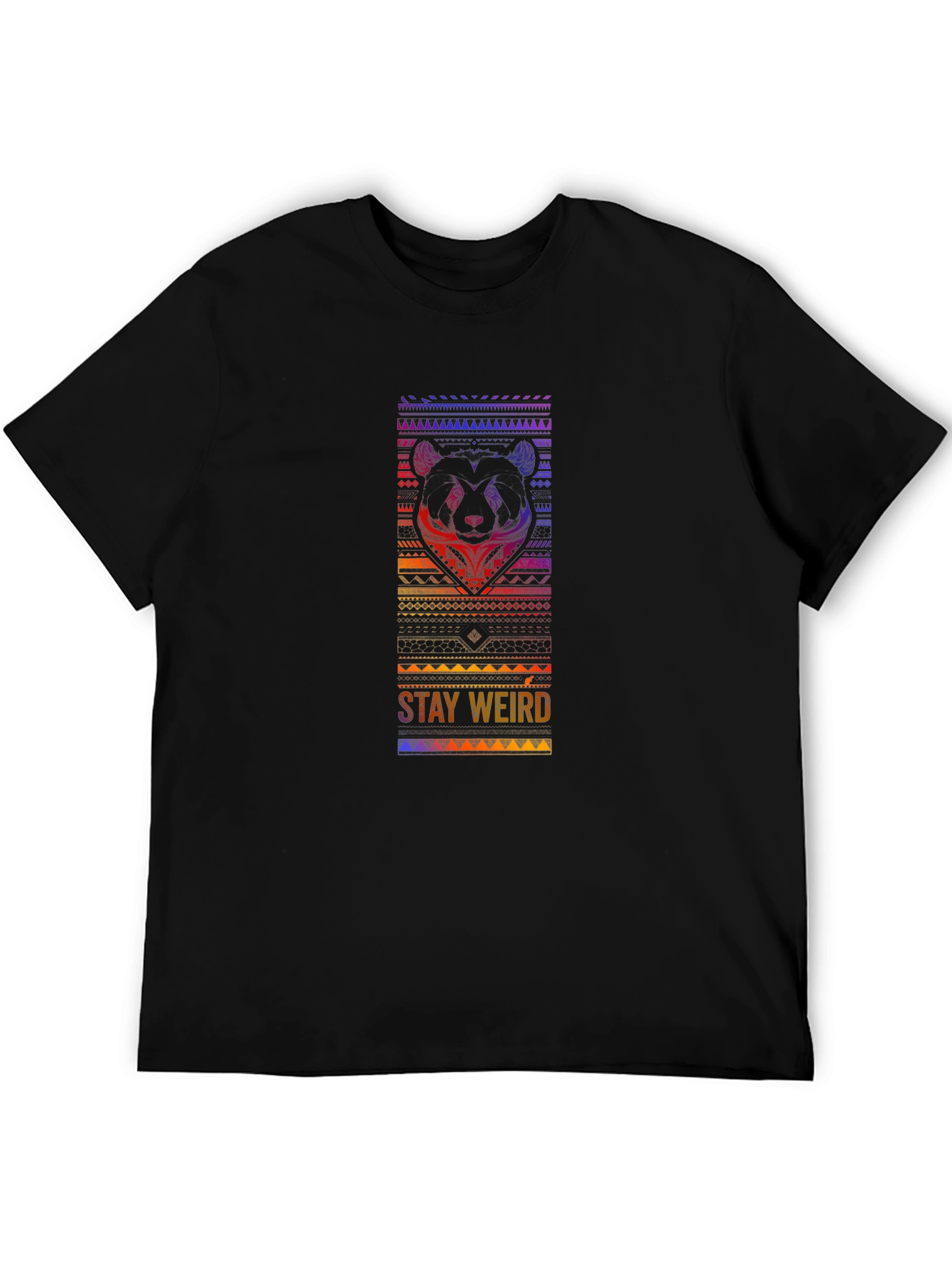 Stay Weird Panda Graphic Black T-Shirt