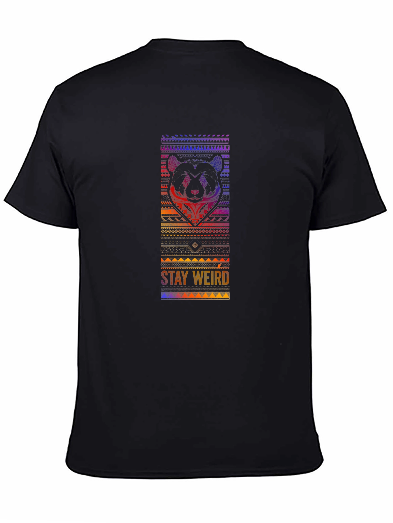 Stay Weird Panda Graphic Black T-Shirt