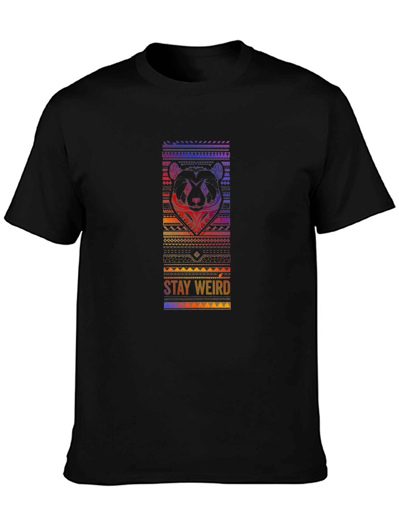 Stay Weird Panda Graphic Black T-Shirt