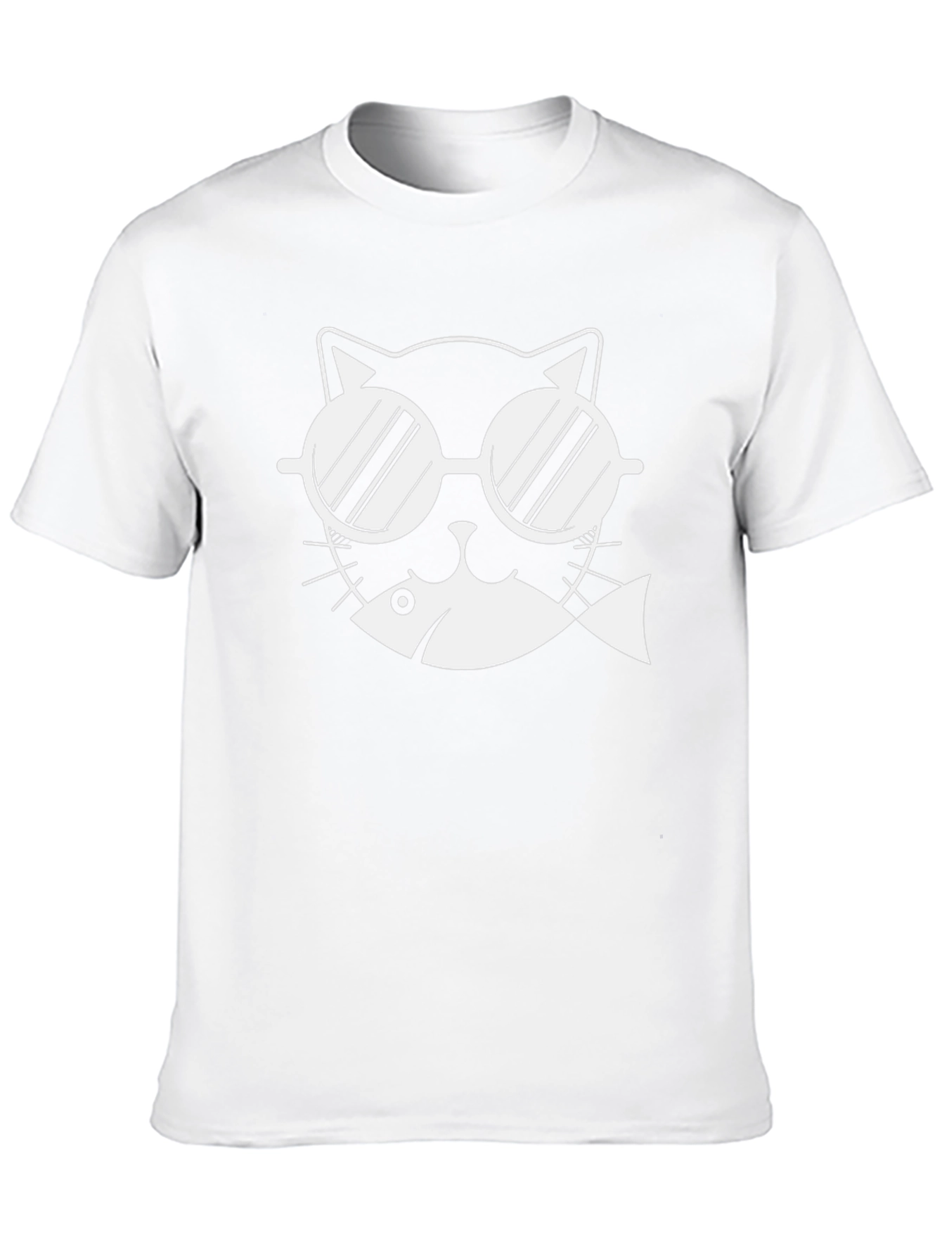 Cool Cat with Fish T-Shirt - Black