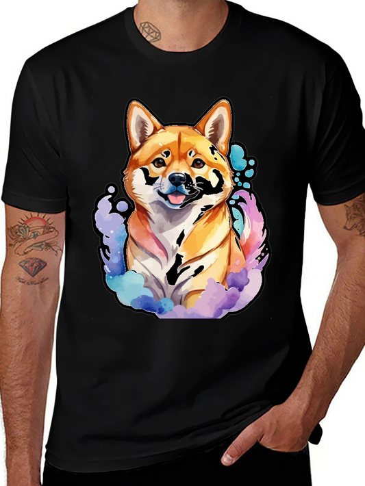 Watercolor Shiba Inu Dog Graphic T-Shirt