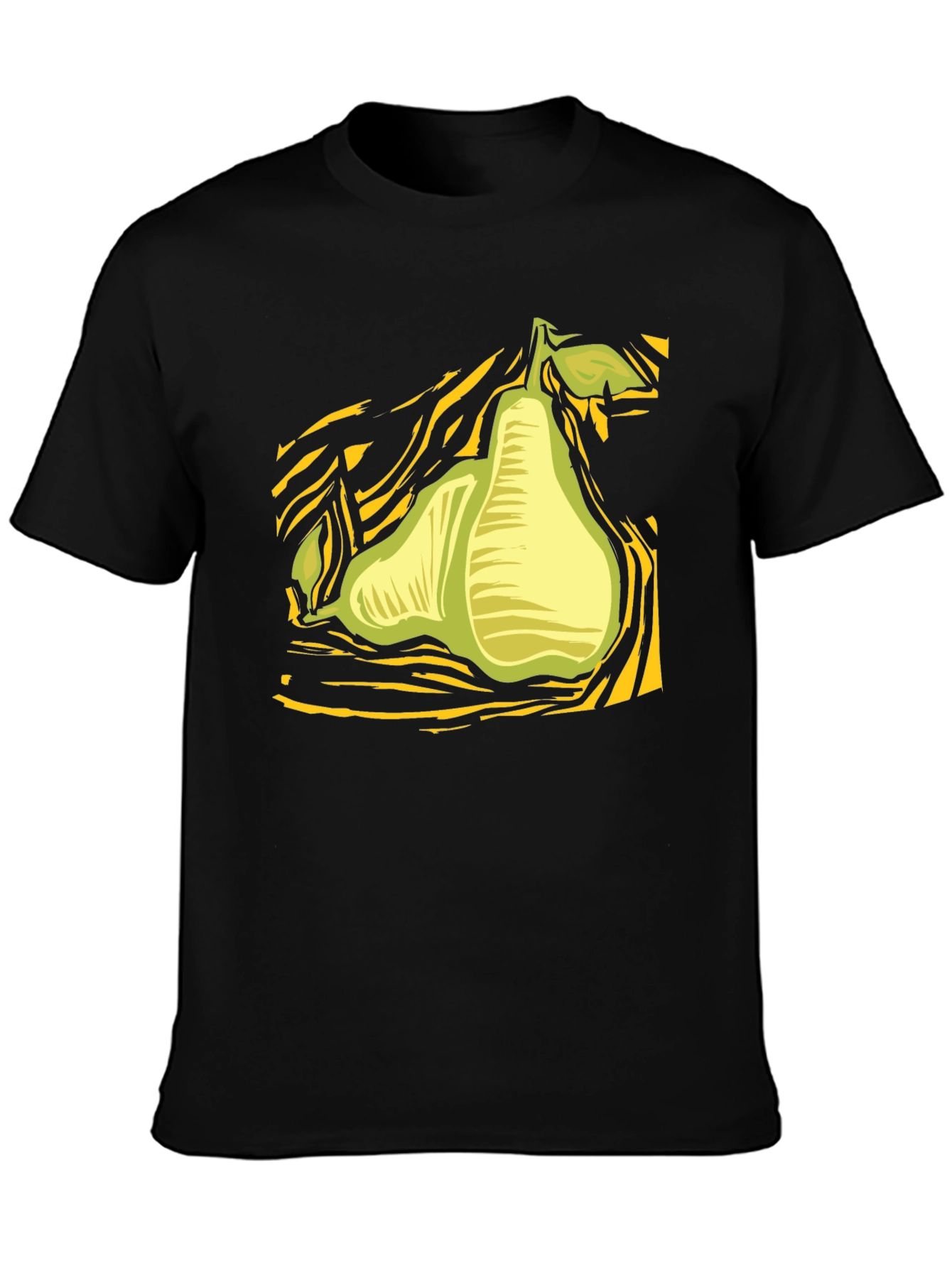 Abstract Pear Graphic Black T-Shirt