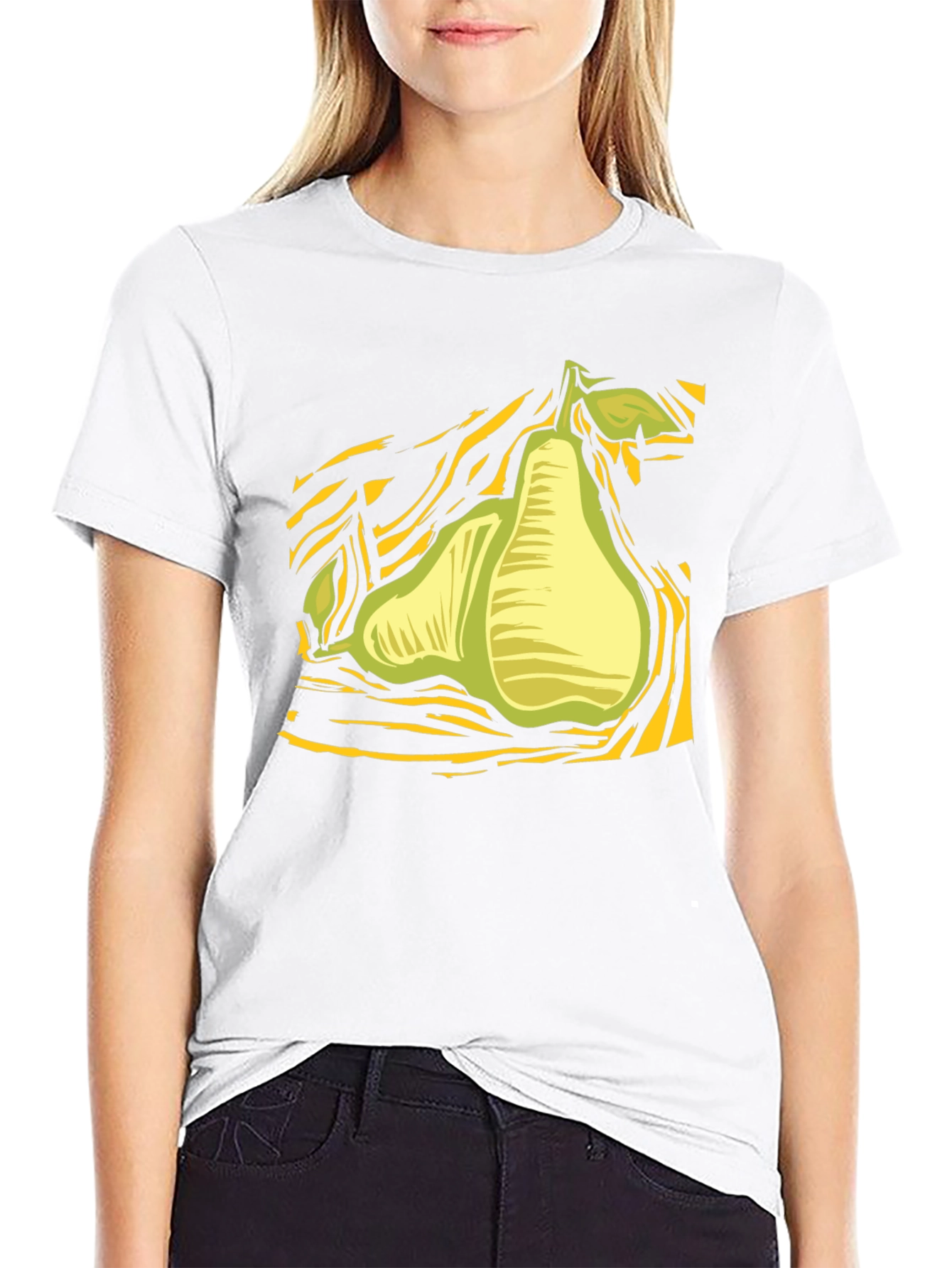 Abstract Pear Graphic Black T-Shirt