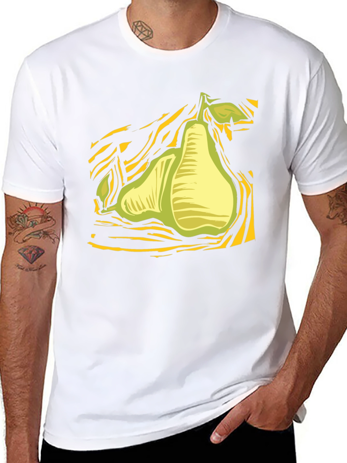 Abstract Pear Graphic Black T-Shirt