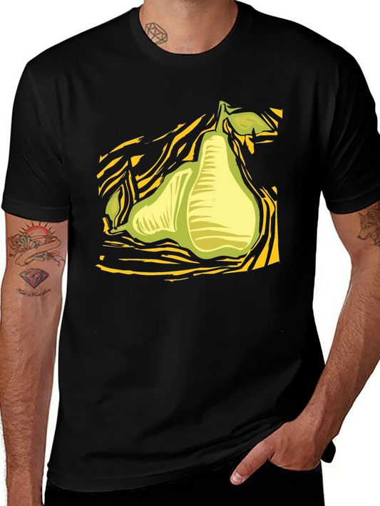 Abstract Pear Graphic Black T-Shirt