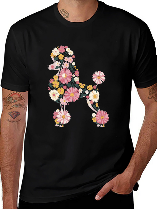 Floral Poodle Graphic Tee - Stylish Dog Lover T-Shirt