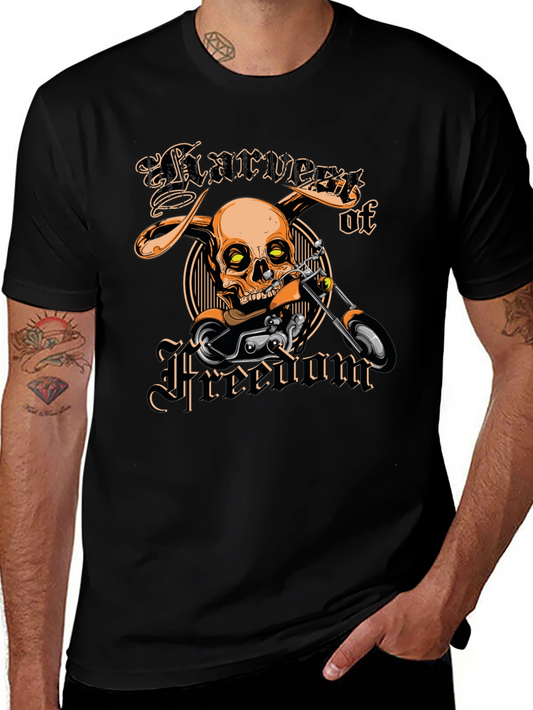 Harvest of Freedom Skull Motorcycle T-Shirt