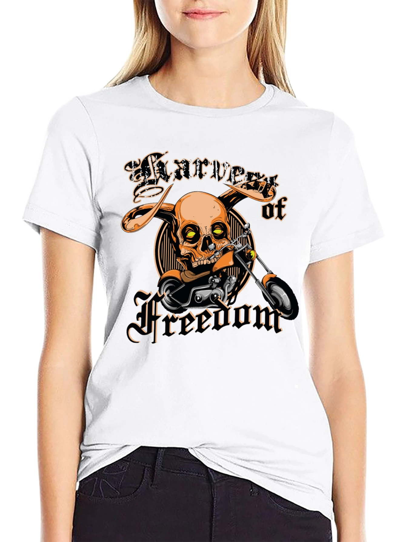 Harvest of Freedom Skull Motorcycle T-Shirt
