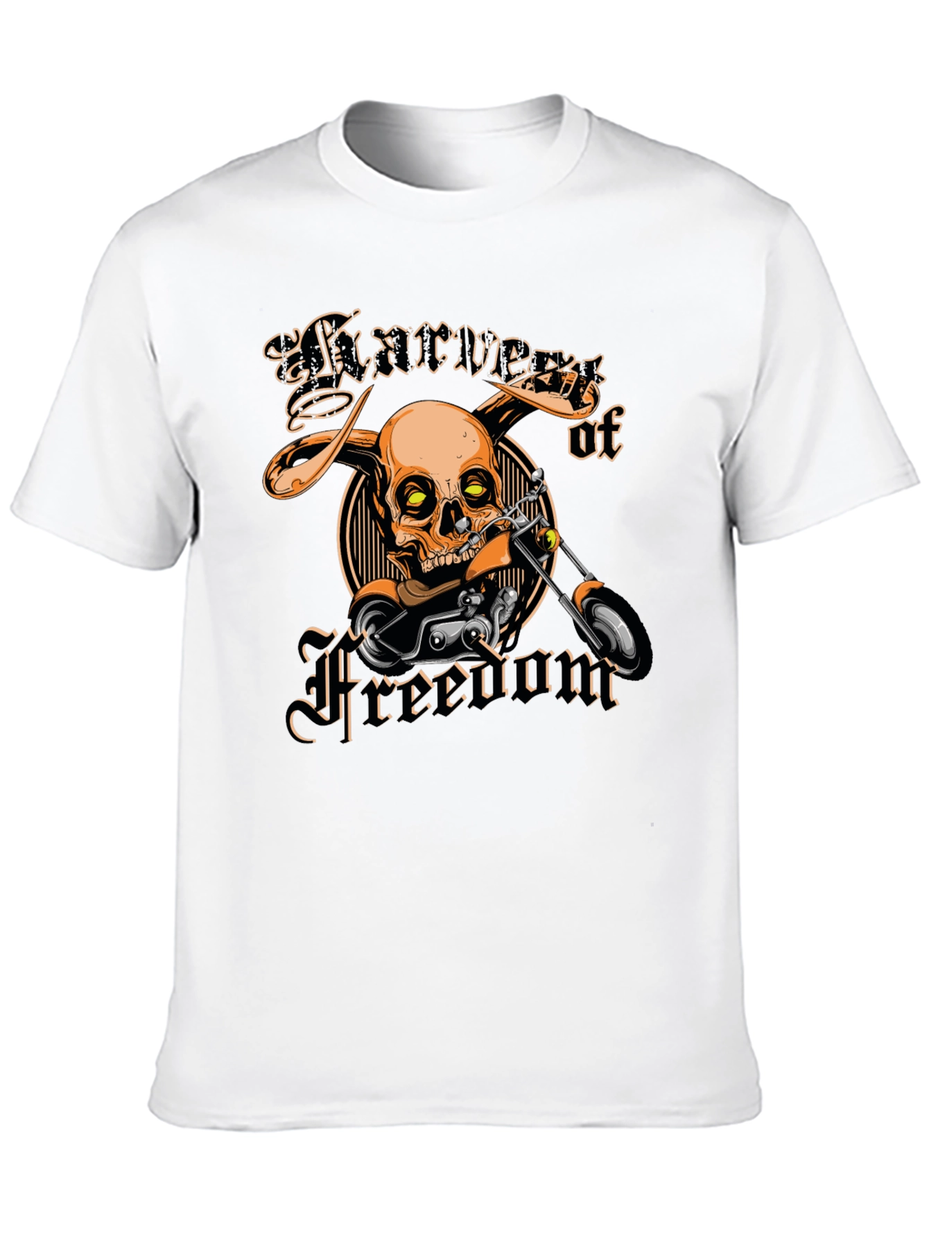 Harvest of Freedom Skull Motorcycle T-Shirt