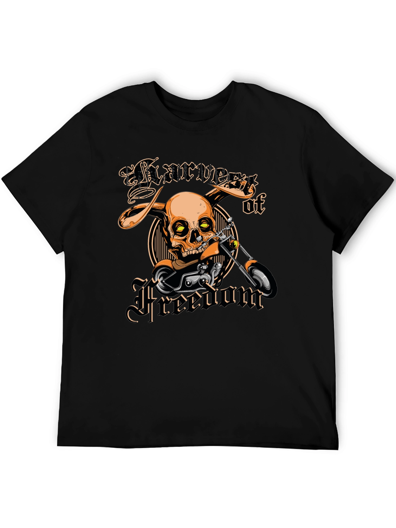 Harvest of Freedom Skull Motorcycle T-Shirt