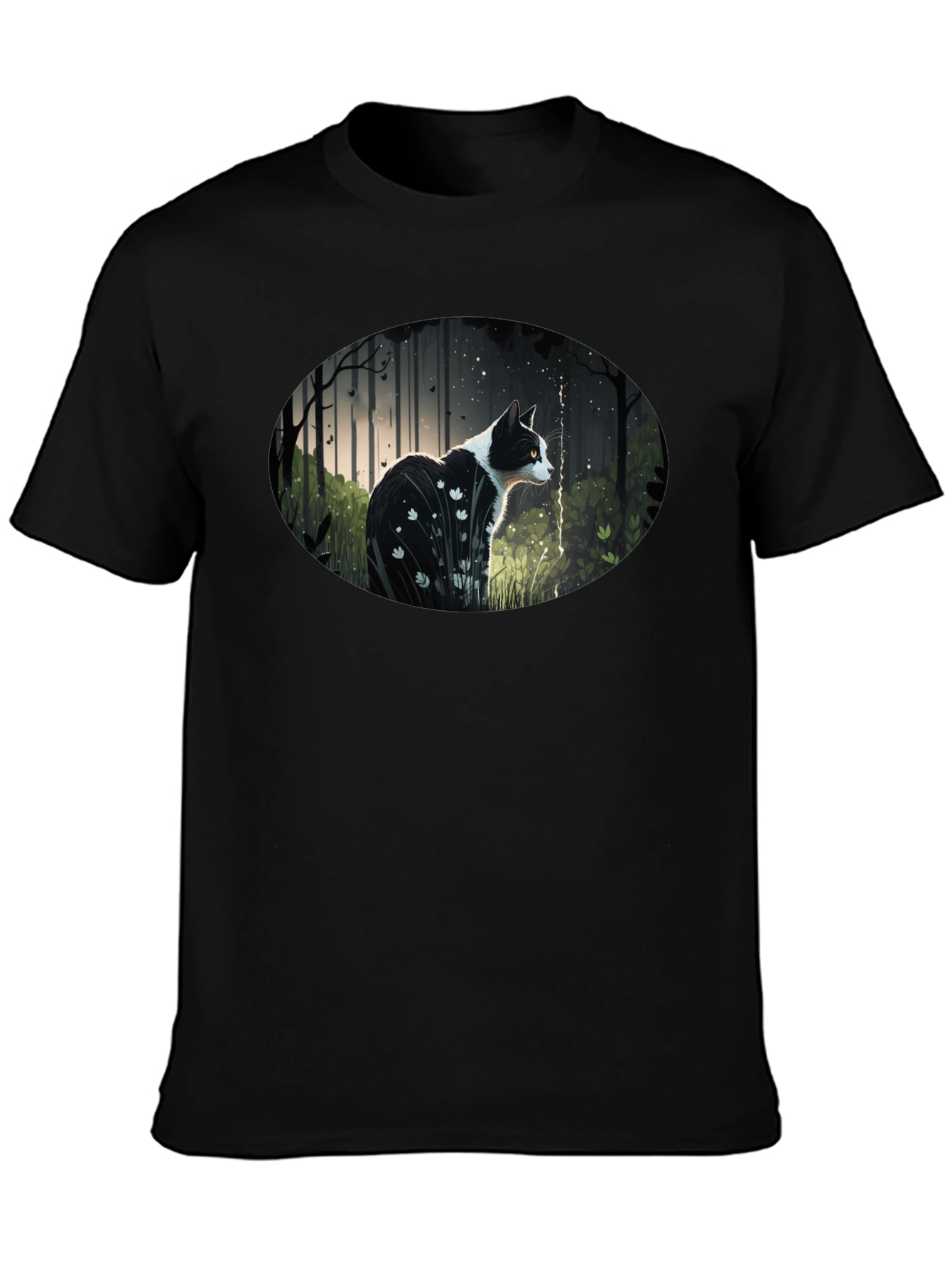 Cat in Forest Graphic T-Shirt