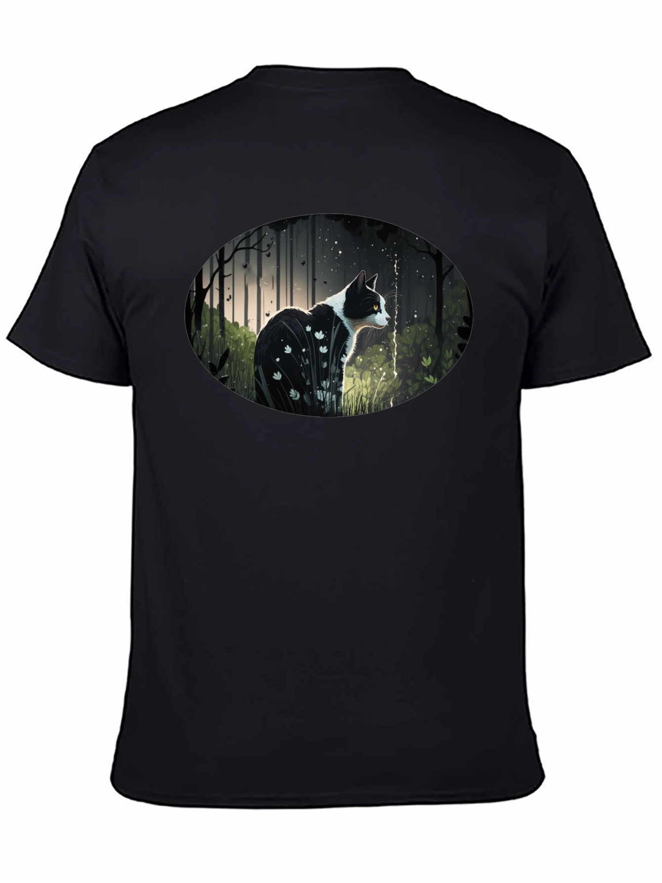 Cat in Forest Graphic T-Shirt