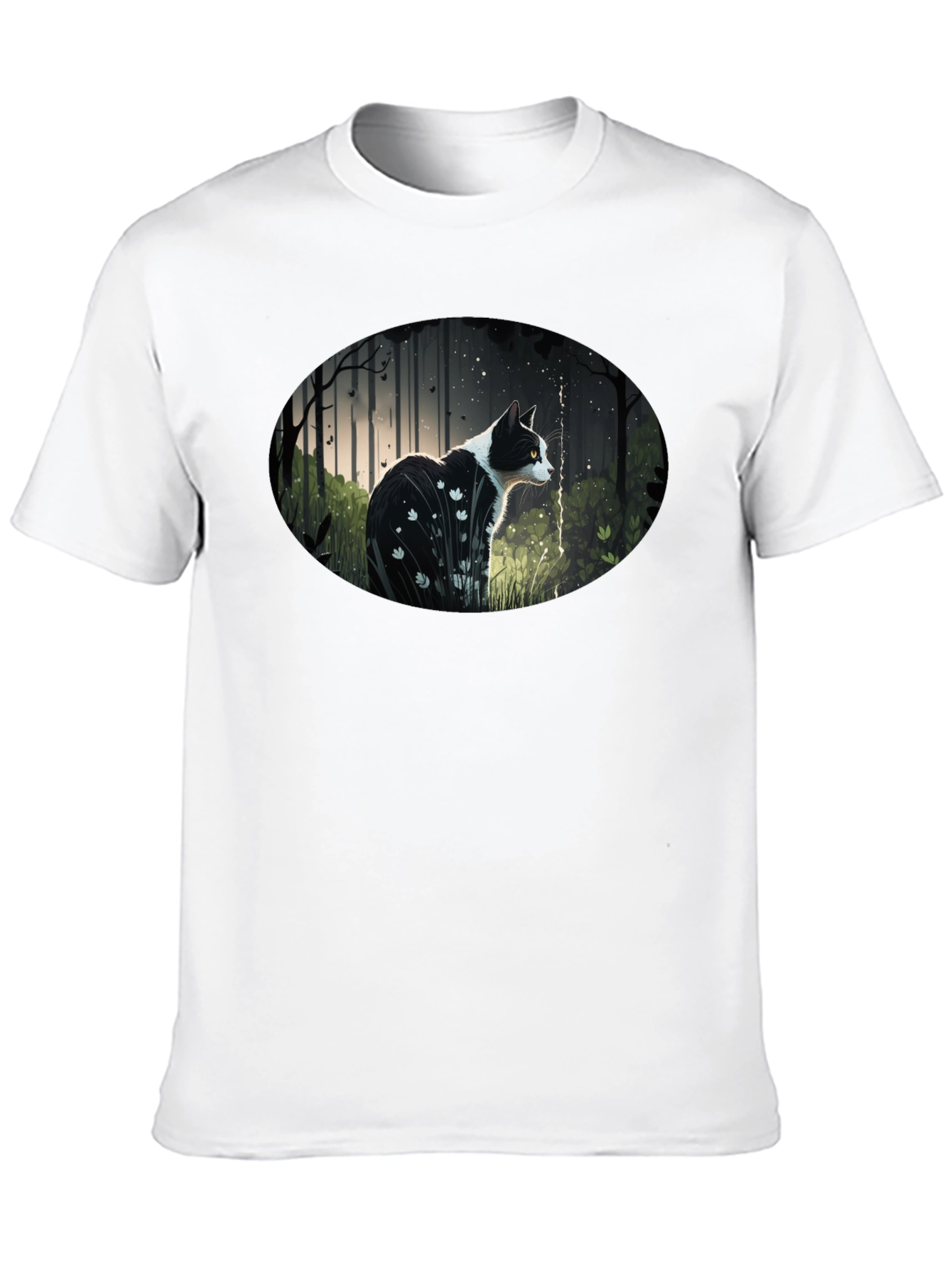 Cat in Forest Graphic T-Shirt