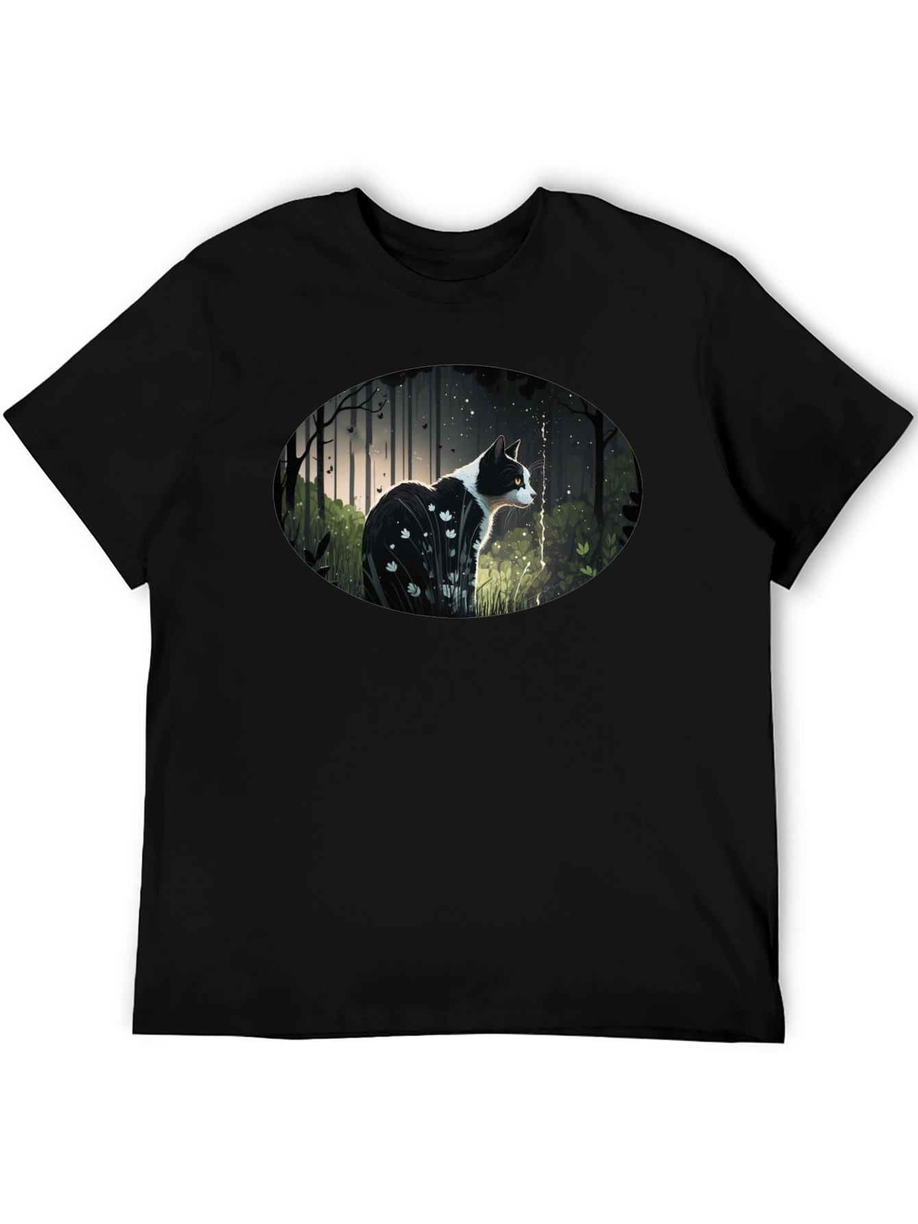 Cat in Forest Graphic T-Shirt
