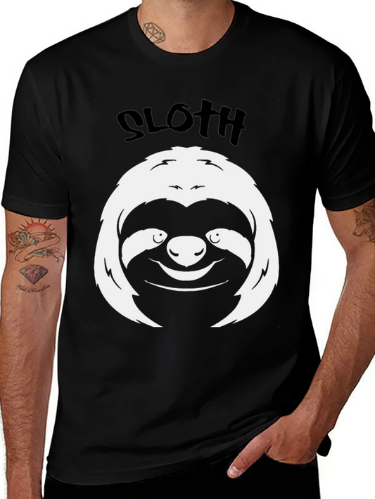 Sloth Graphic Tee - Black Cotton Comfort