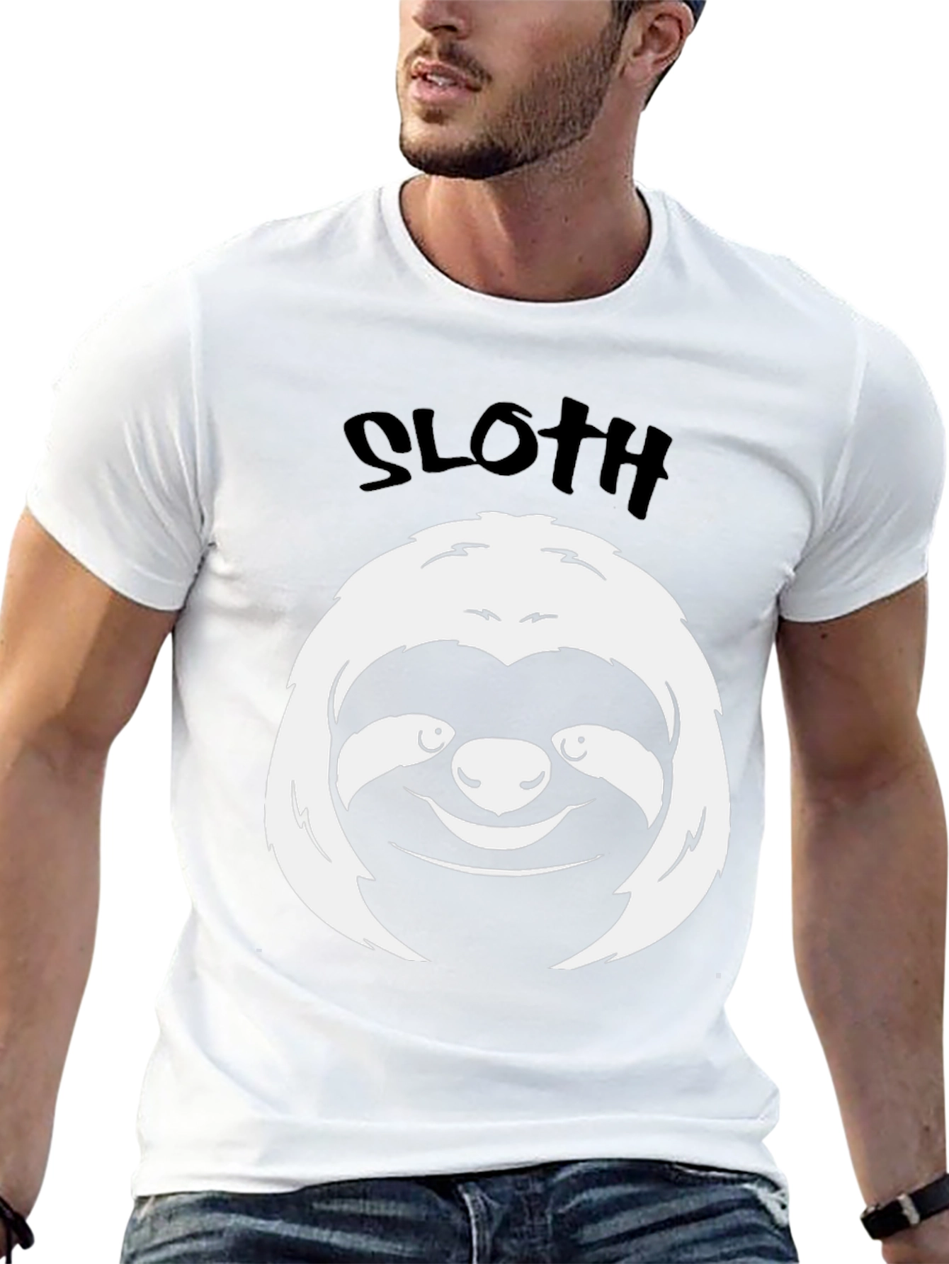 Sloth Graphic Tee - Black Cotton Comfort