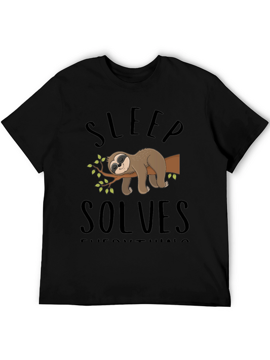 Sleep Solves Everything Sloth Graphic Tee