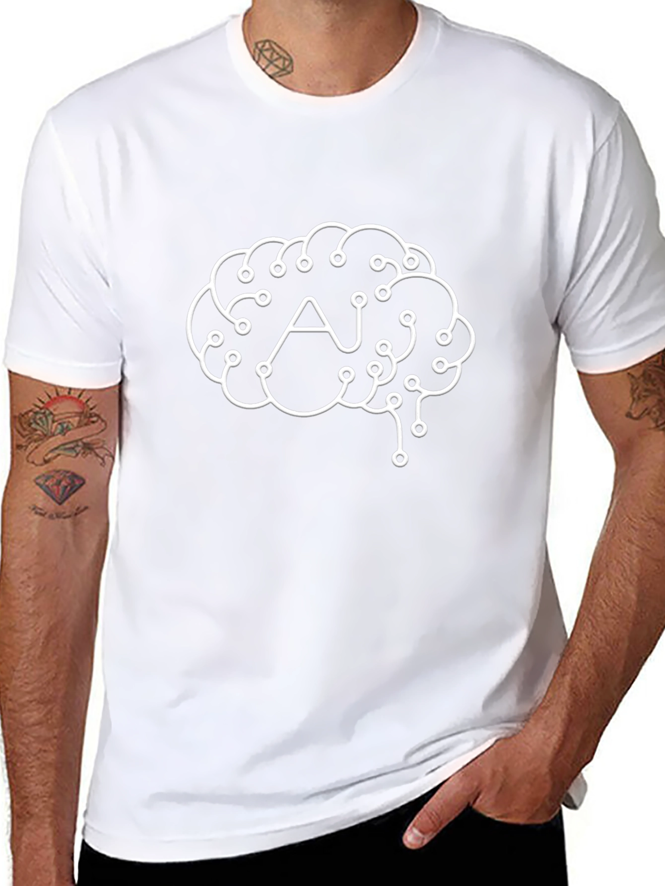 AI Brain T-Shirt - Tech Style Graphic Tee